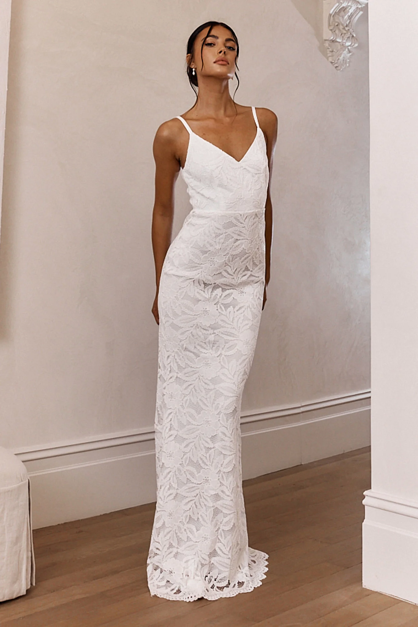 Honey Blossom Keyhole Back Lace Maxi Dress White - Sonourner