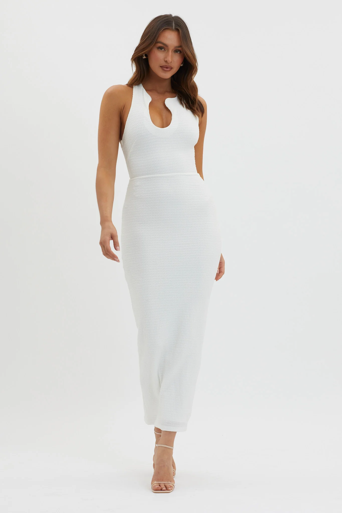 Seek And Find Asymmetric Neckline Dress White - Sonourner
