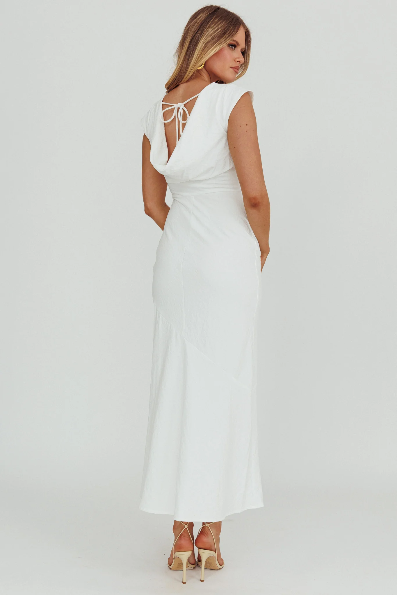 Maysa Cowl Back Maxi Dress Off White - Sonourner