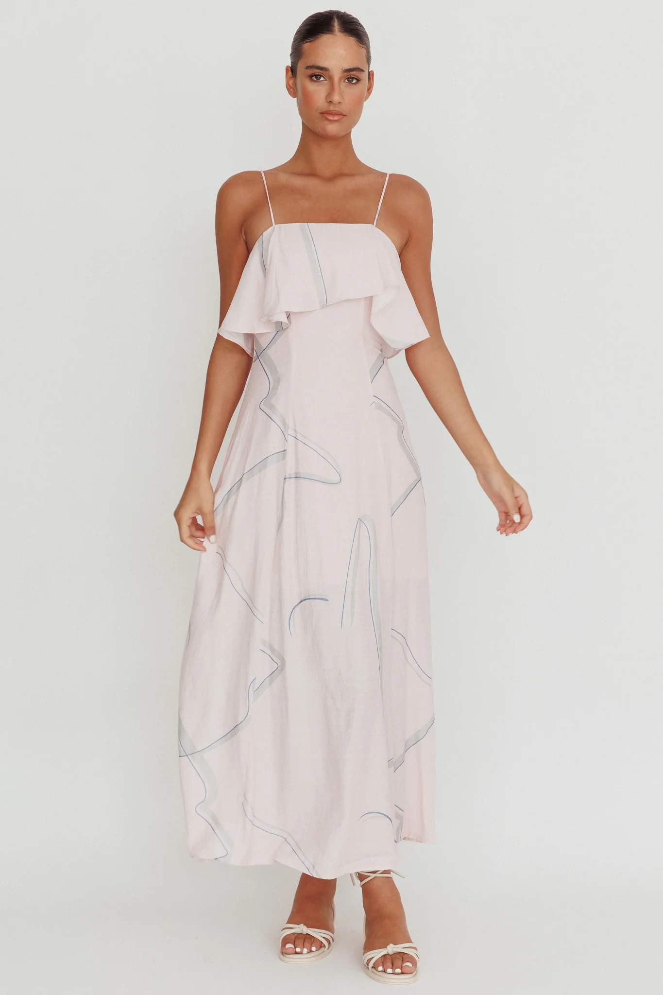 Cressida Line Ruffle Maxi Dress Pink - Sonourner