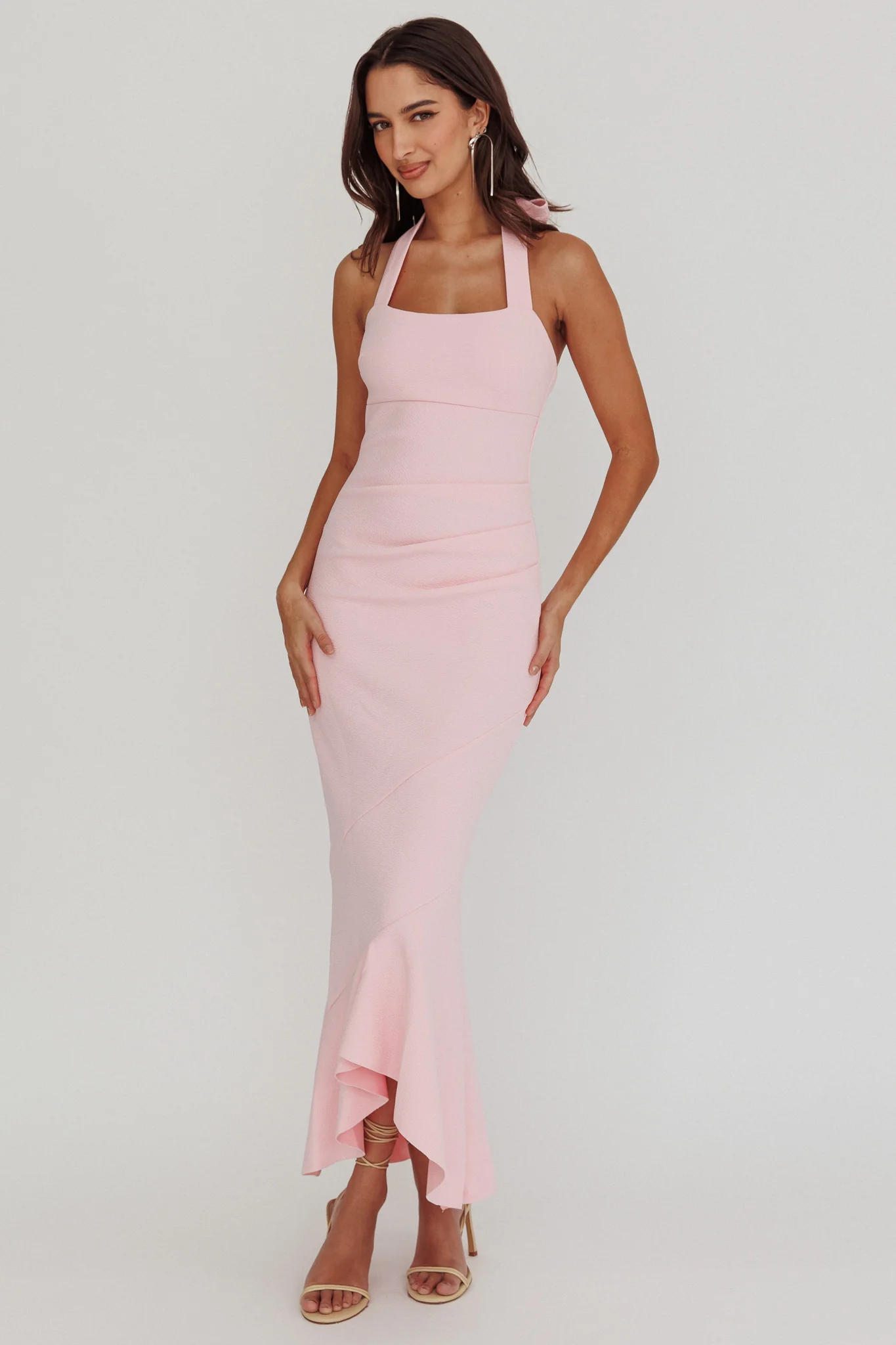 Fire Of Stars Halterneck Midi Dress Pink - Sonourner