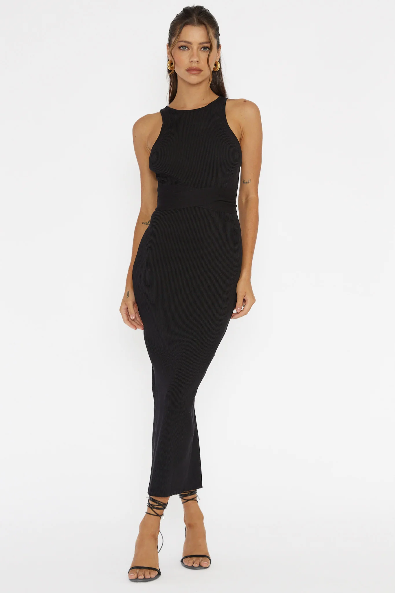 Charmed Me Ribbed Knit Midi Dress Black - Sonourner