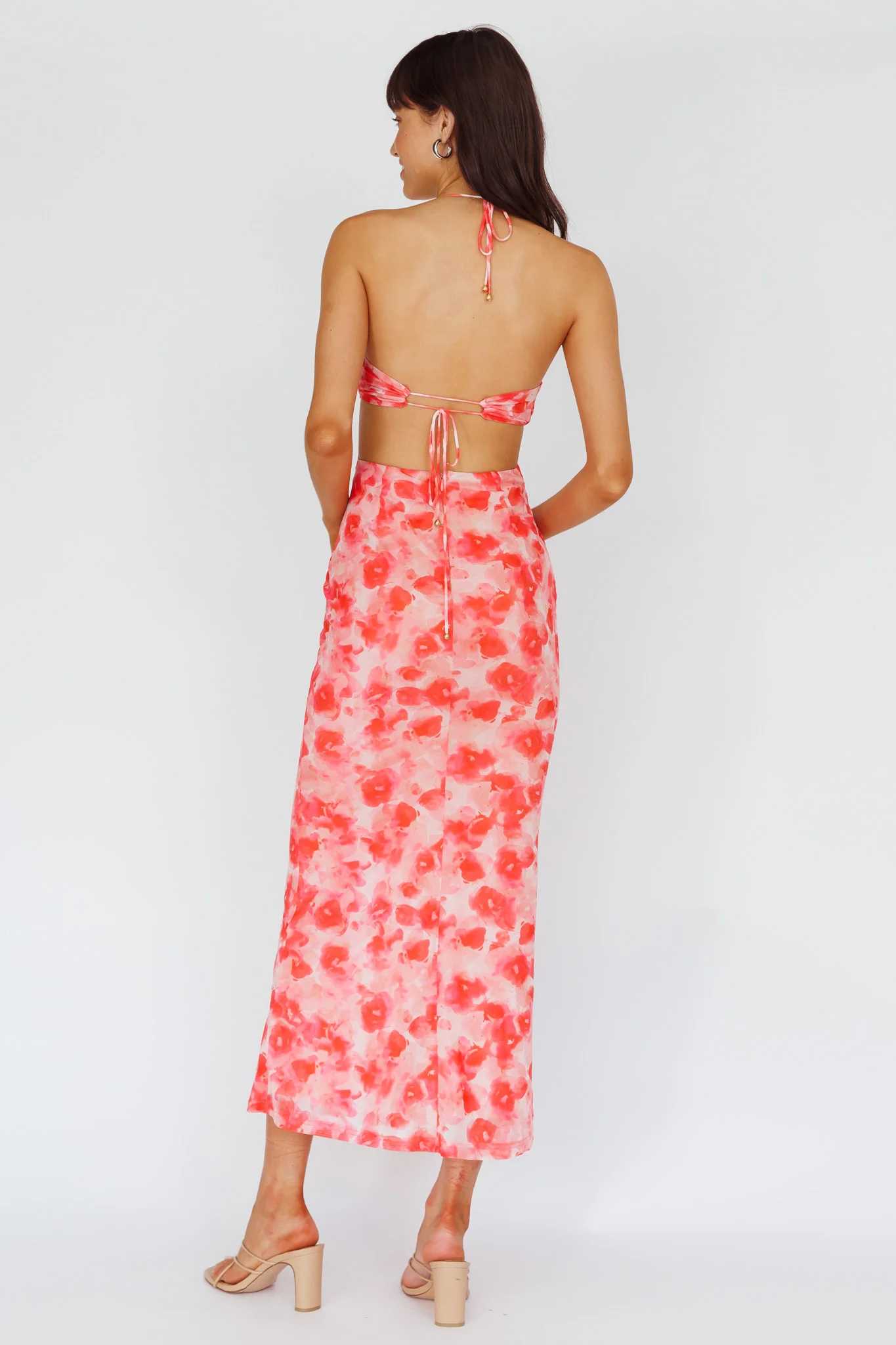 Alivia Tied Back Maxi Dress Floral Red - Sonourner