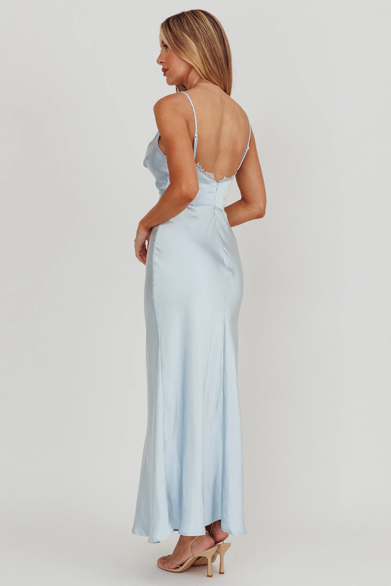 Our Story Surplice Neckline Maxi Dress Steel Blue - Sonourner