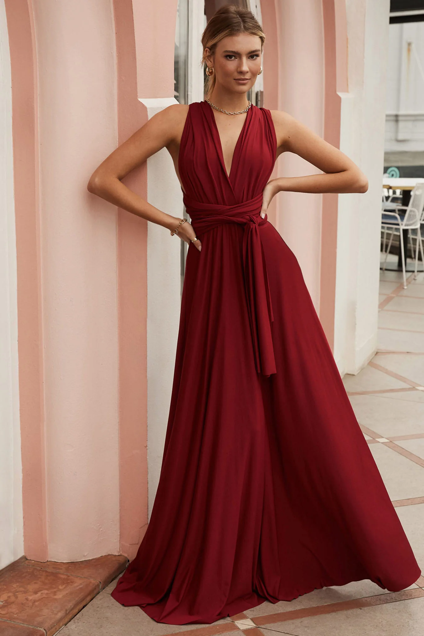 Ariana Multiway Maxi Dress Maroon - Sonourner
