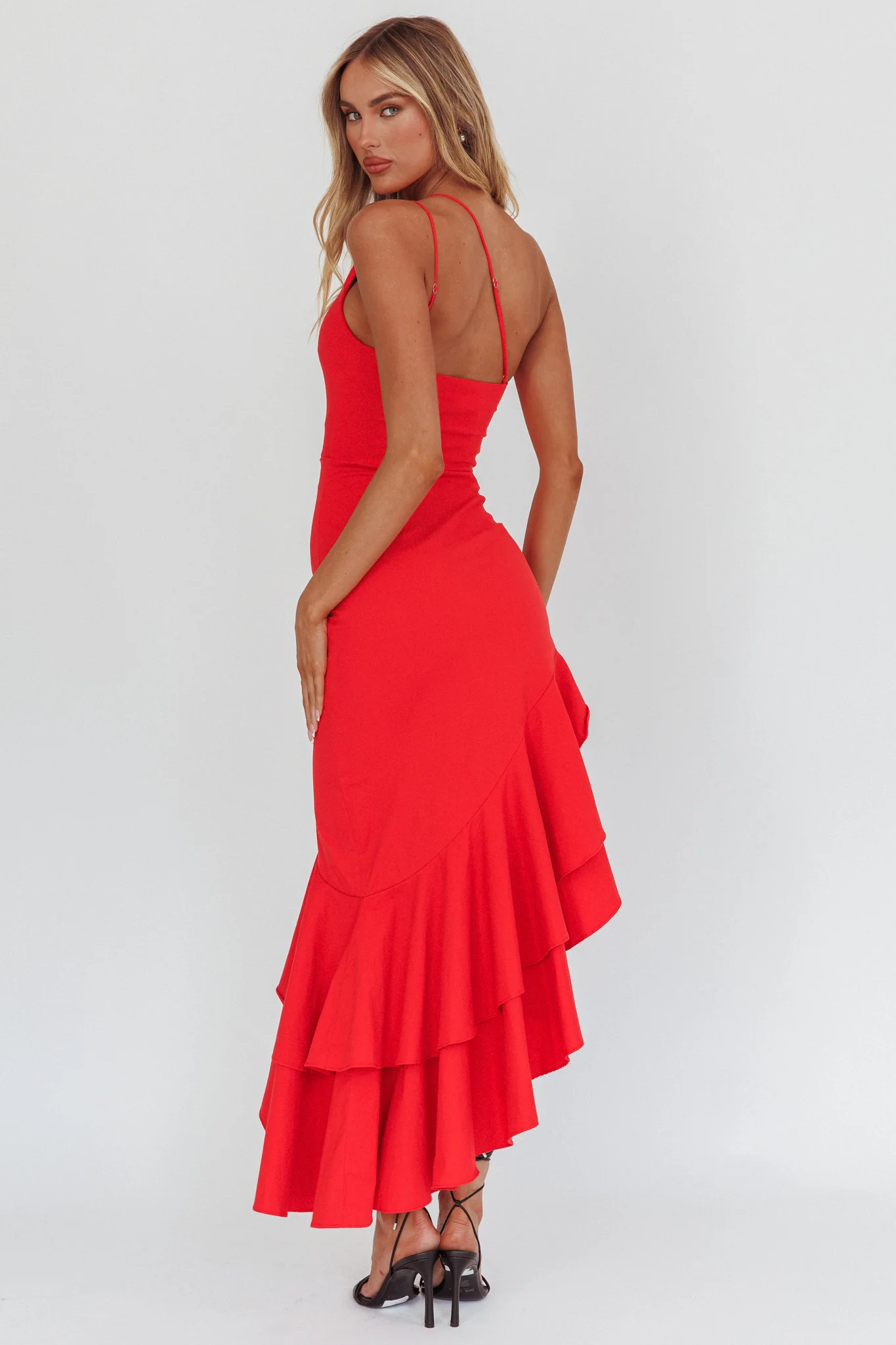 Bold Love One-Shoulder Asymmetric Hem Dress Red - Sonourner