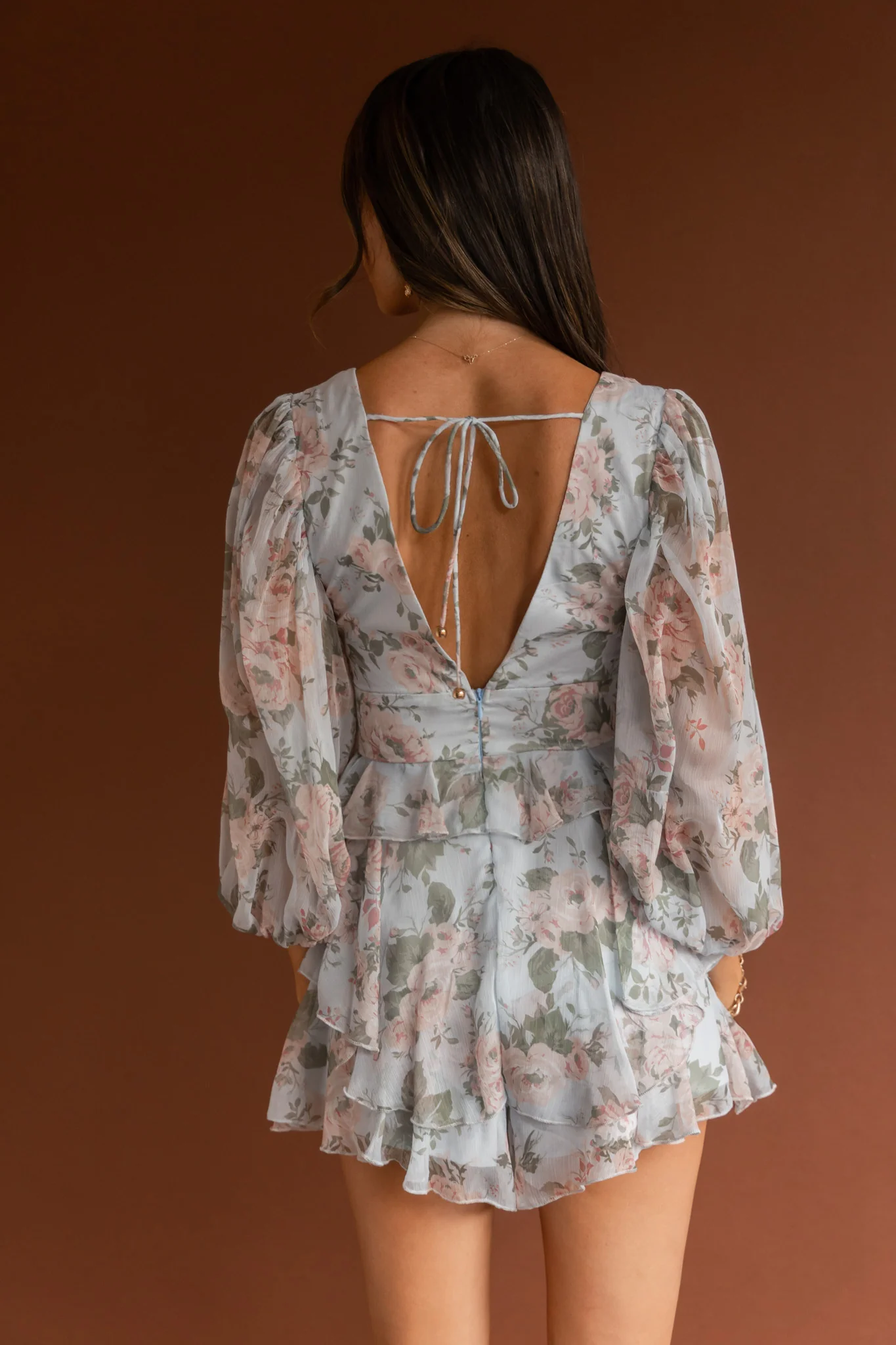 La Nena Frill Trim Flounce Romper Floral Green - Sonourner