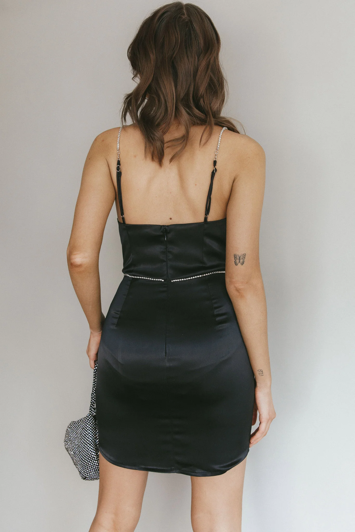 Devoted Structured Bust Diamante Trim Dress Black - Sonourner