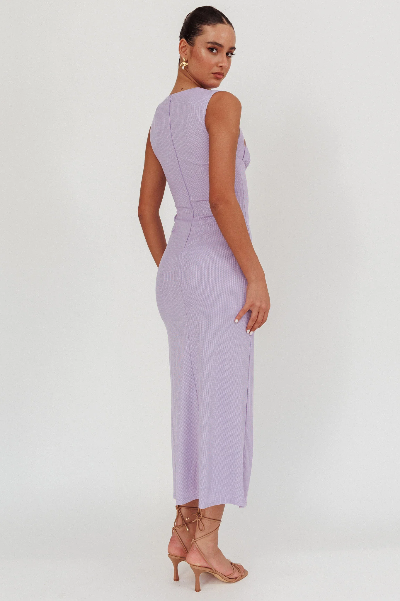 Daleela Asymmetric Neckline Maxi Dress Lilac - Sonourner