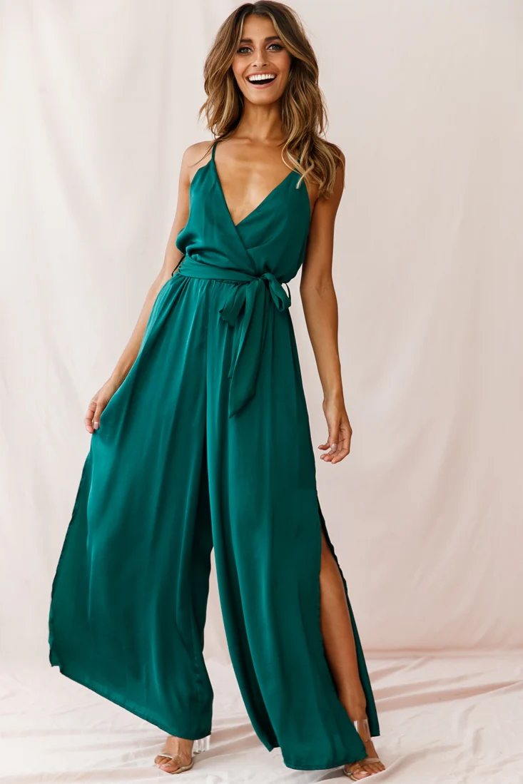 Miso Wide-Leg Cami Jumpsuit Forest Green - Sonourner