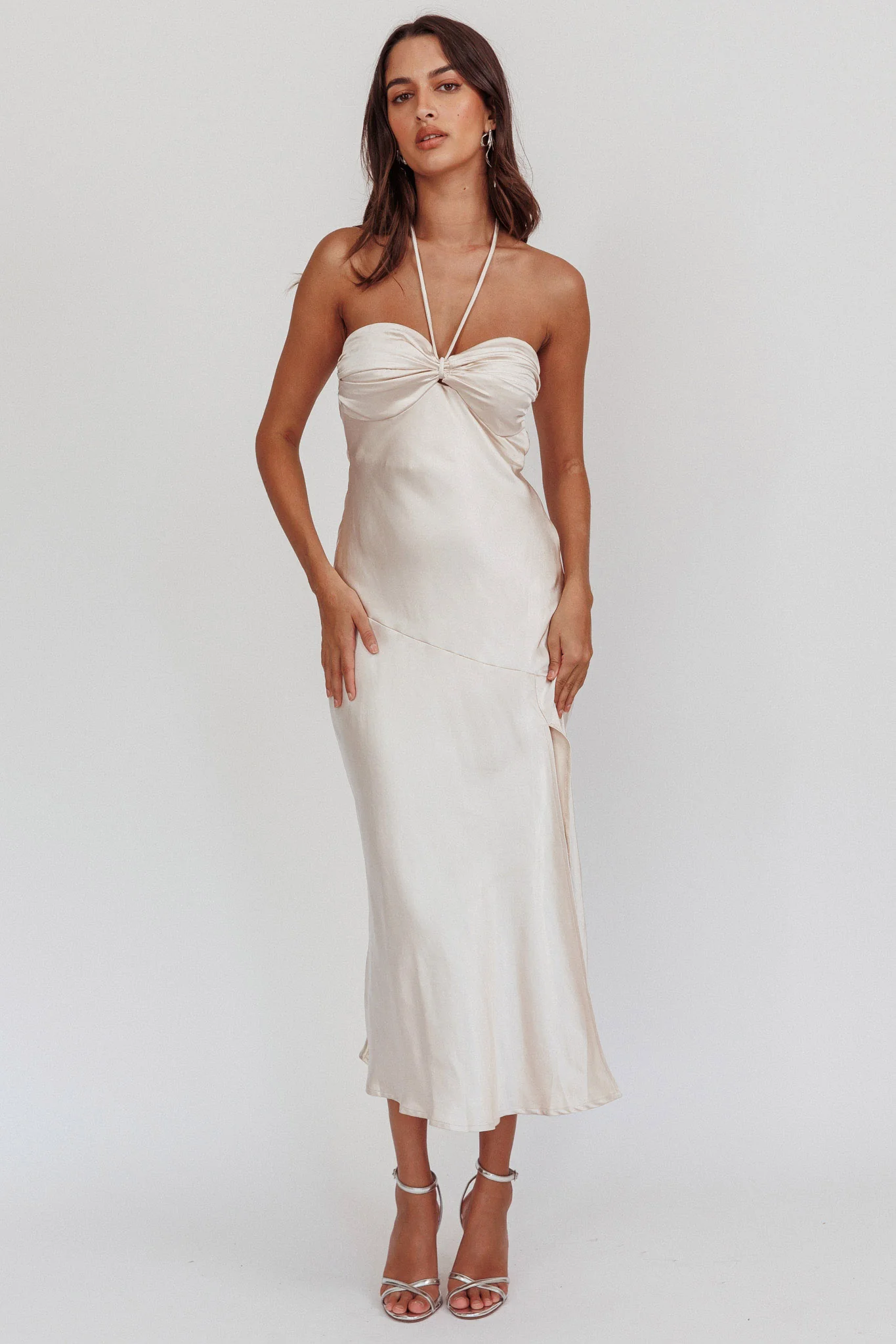 Kindred Spirit Strapless Gathered Bust Midi Dress Champagne - Sonourner
