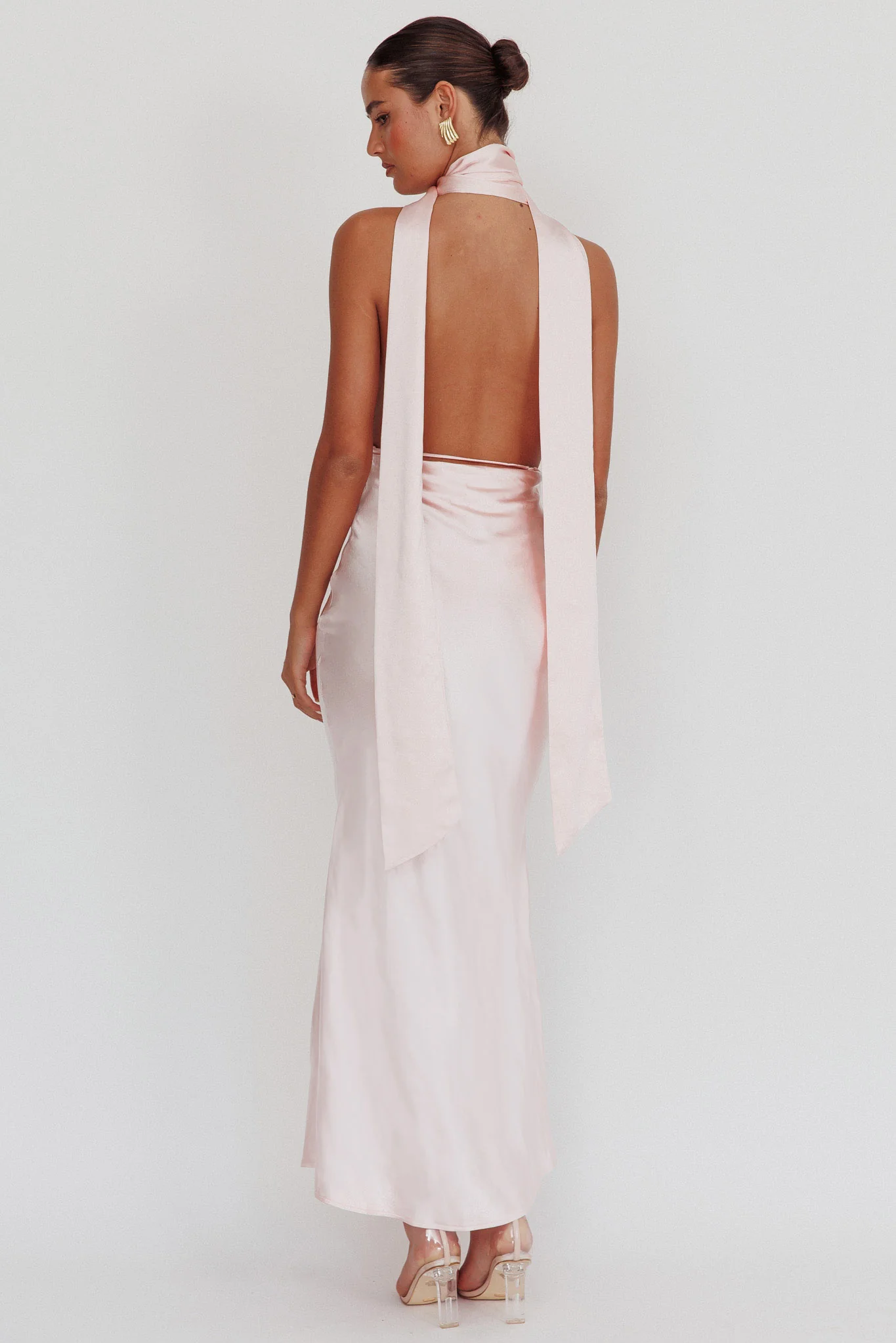 Italia Azure Halterneck Rose Dress Blush - Sonourner