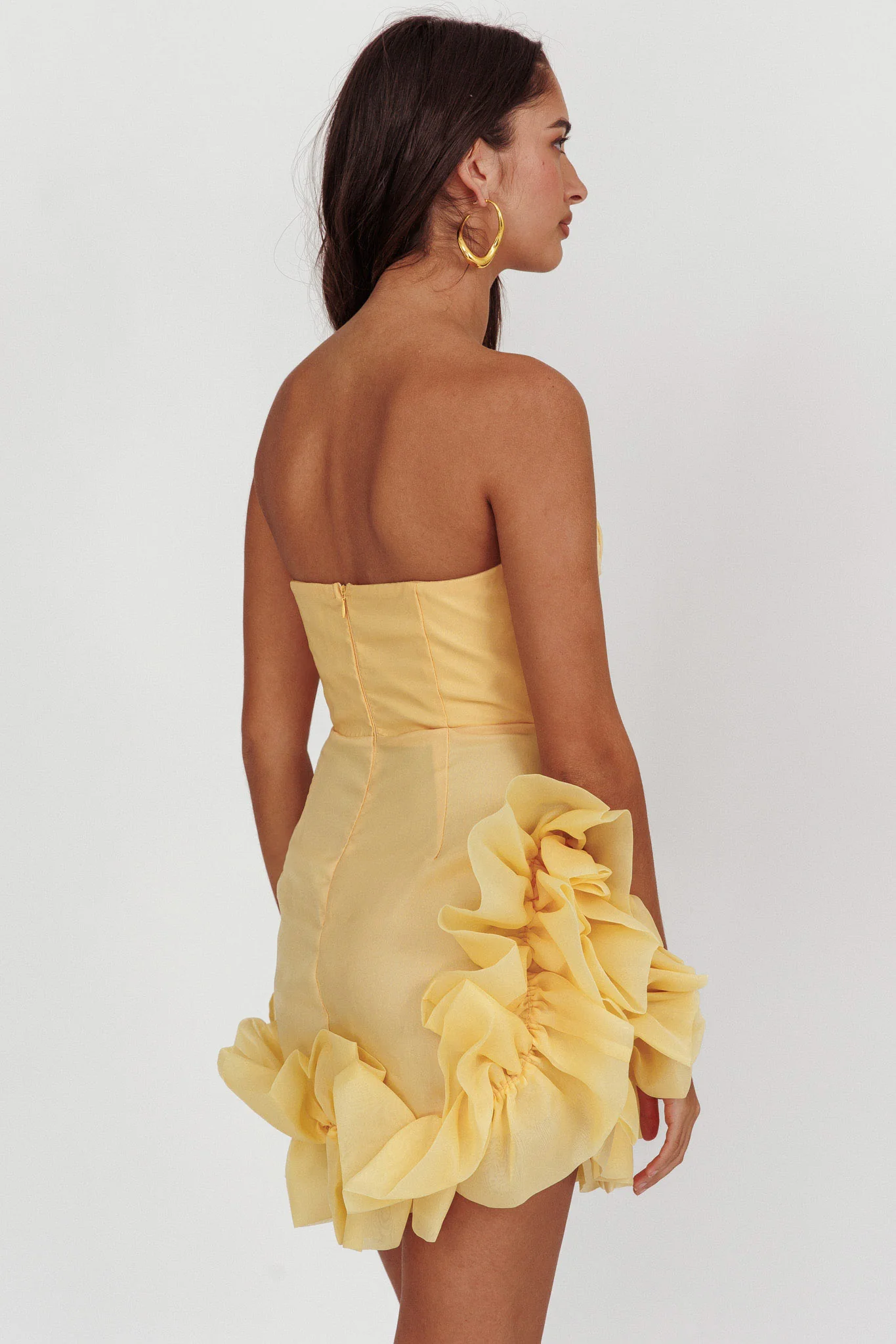 L'amour Toujours Frill Accent Mini Dress Lemon - Sonourner