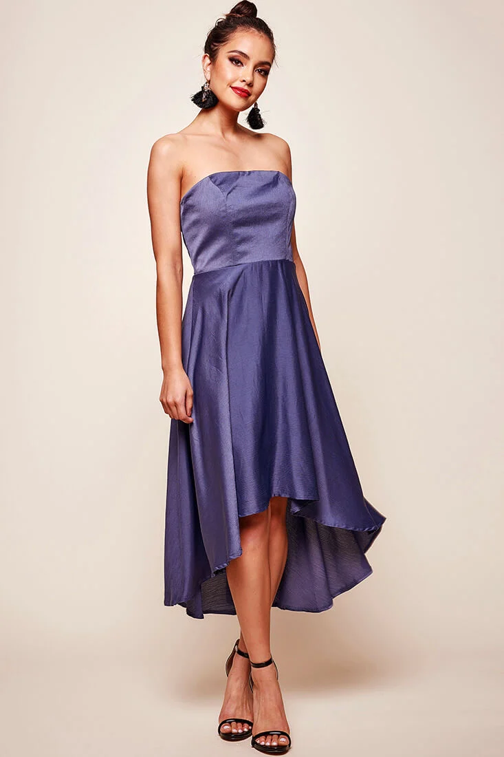 Mia Strapless A-Line Midi Dress Midnight Blue - Sonourner