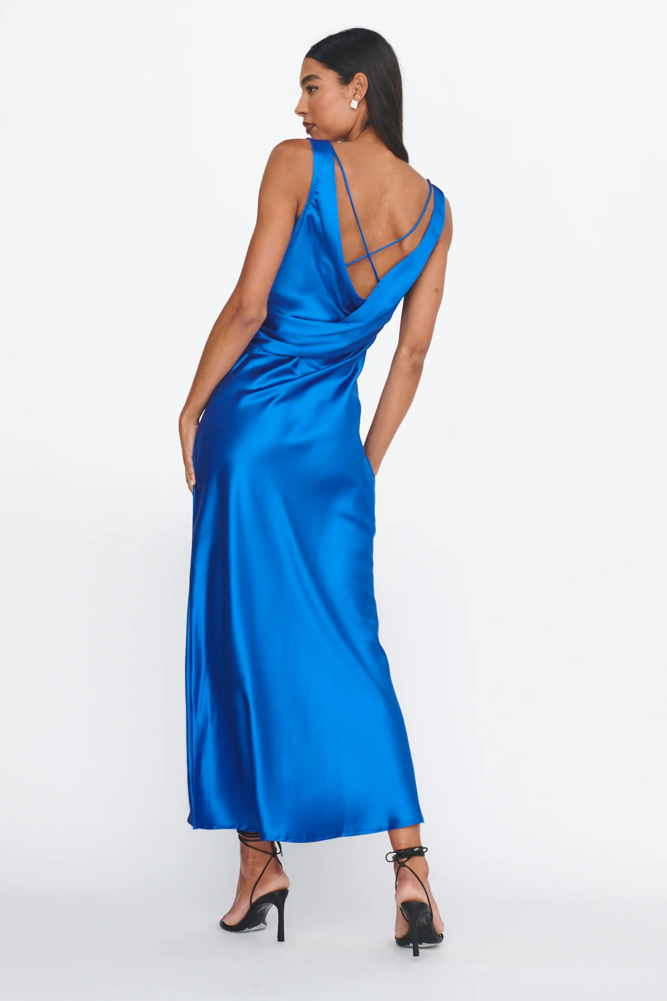Jelena Draped Back Maxi Dress Sapphire - Sonourner