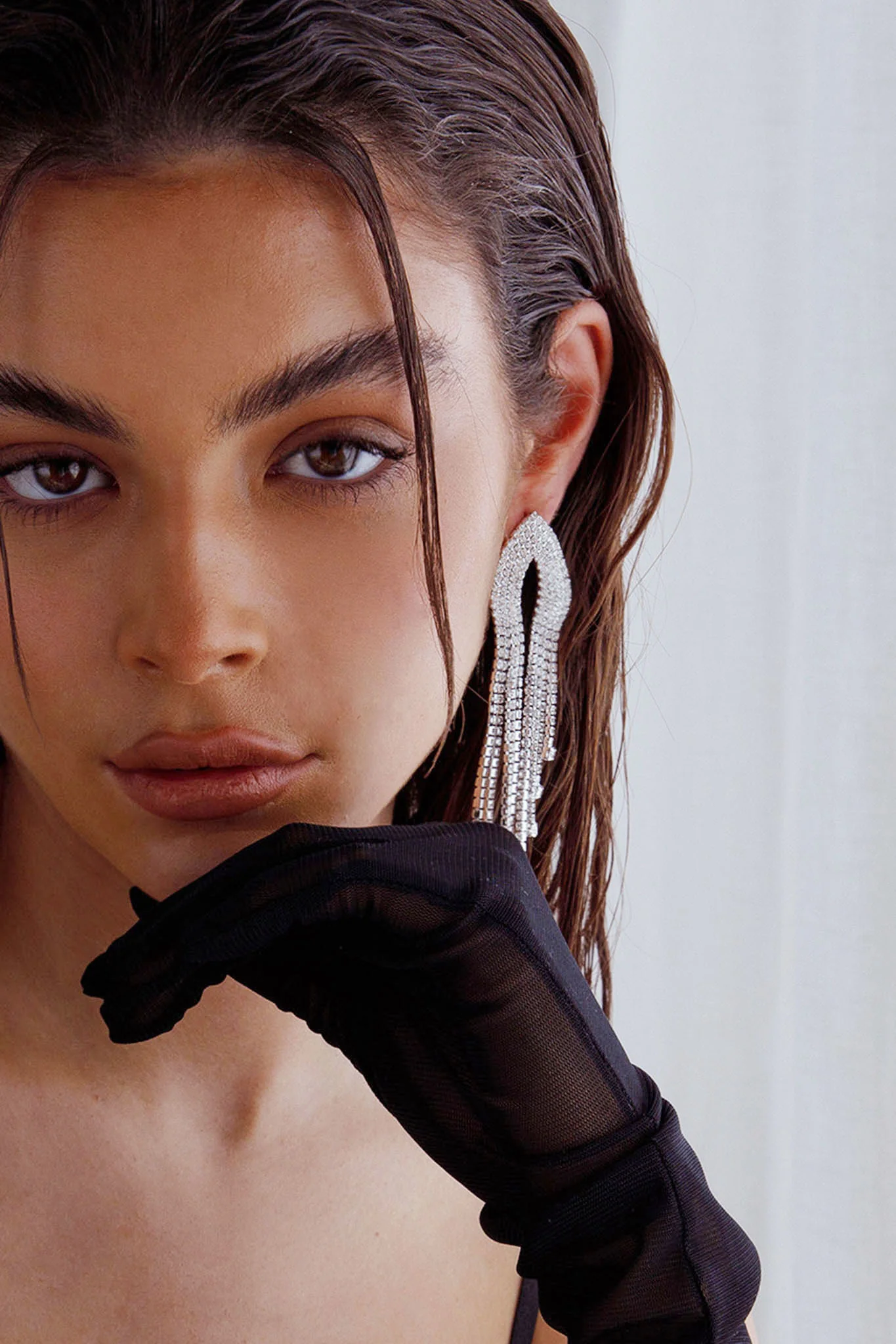 Khloe Diamante Tassel Earrings Silver - Sonourner