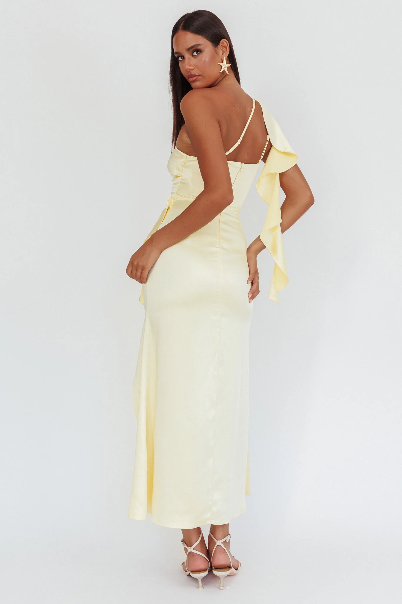 Carmel One-Shoulder Split Maxi Dress Butter - Sonourner