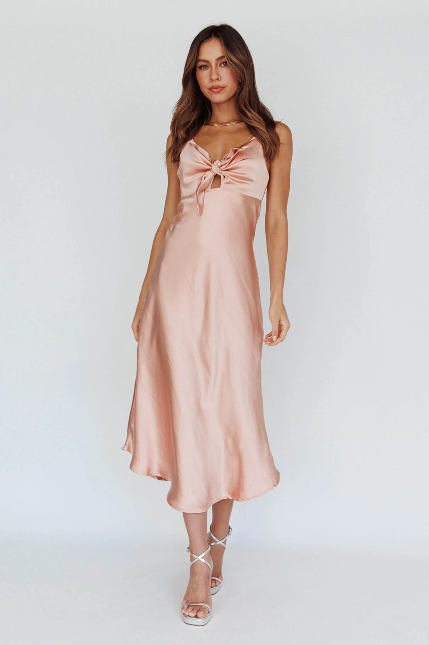 Perfect Day Satin Midi Dress Blush - Sonourner
