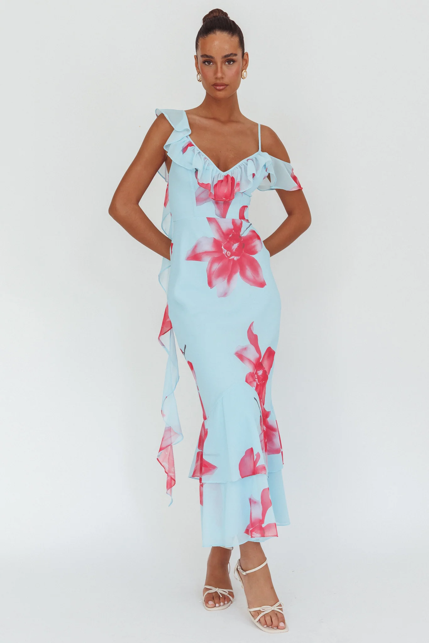Sun Lover Ruffle Trim Maxi Dress Lily Blue - Sonourner