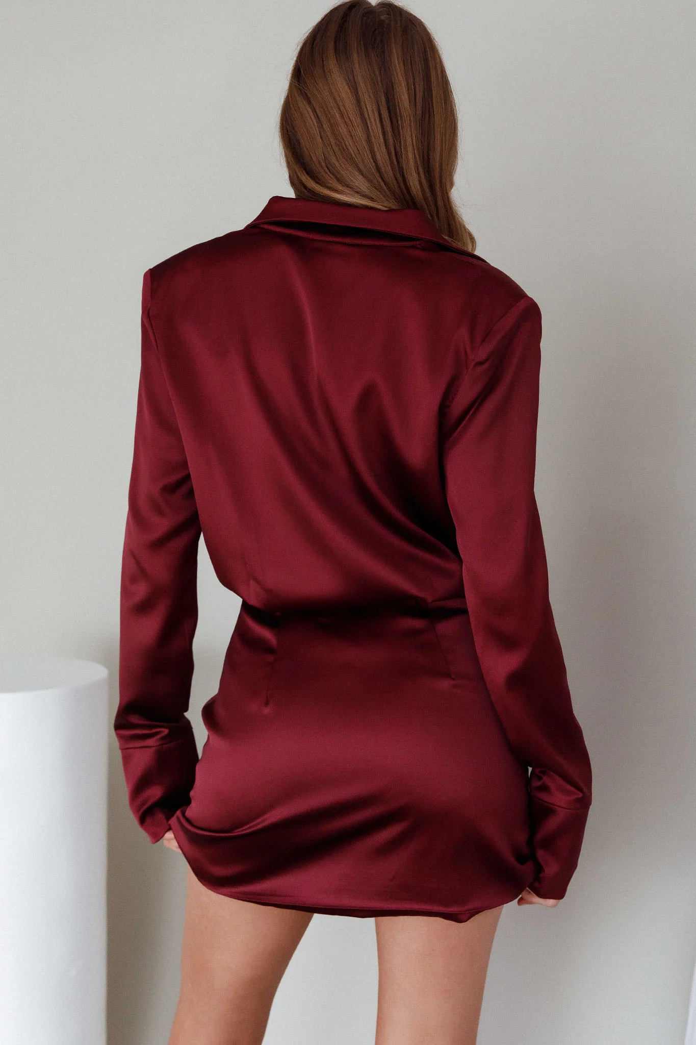 Lisbeth Collared Shirt Dress Burgundy - Sonourner