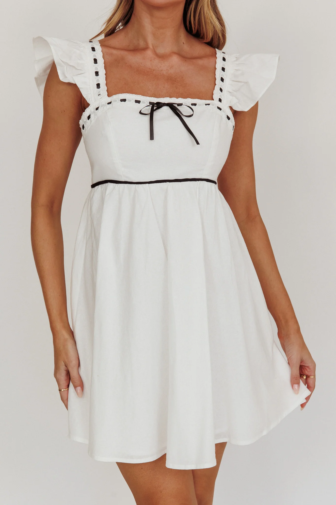 Angels Harp Babydoll Mini Dress White - Sonourner