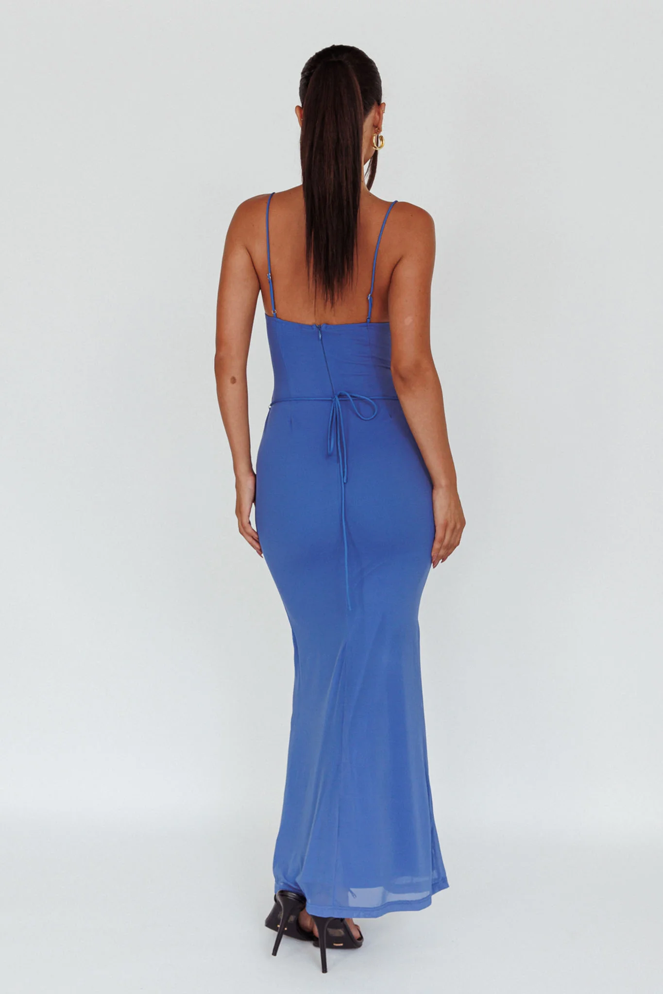 Teava Laced Waist Maxi Dress Blue - Sonourner