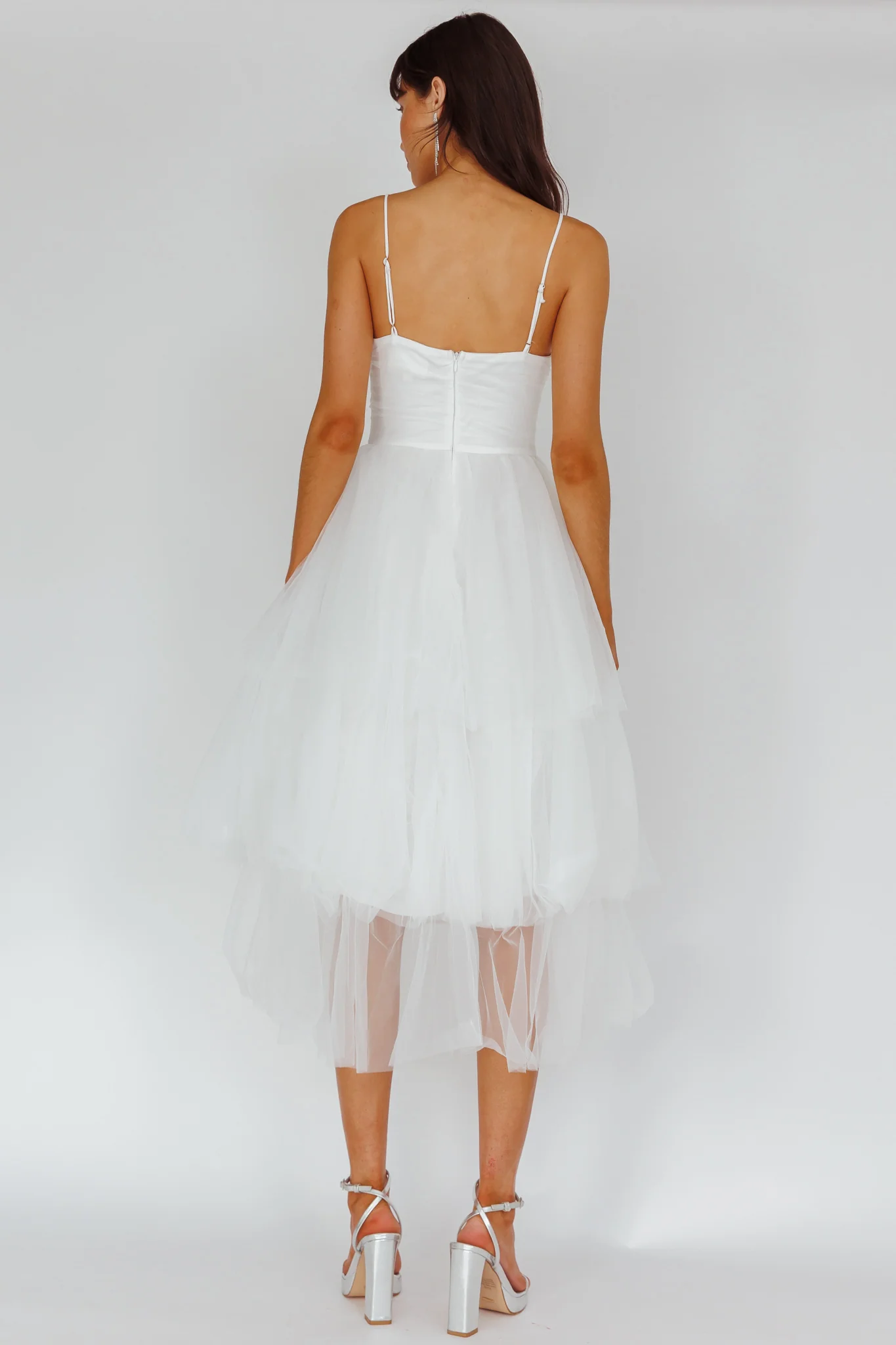 Seraphina Rose Bodice Tulle Midi Dress White - Sonourner