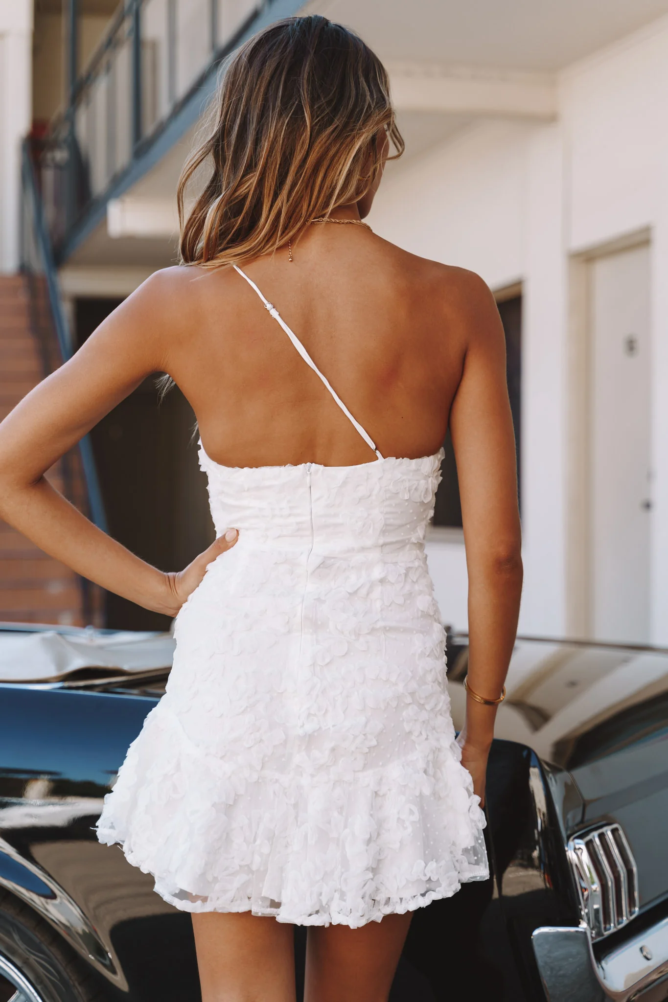 Lilah One Shoulder Embellished Dress White - Sonourner