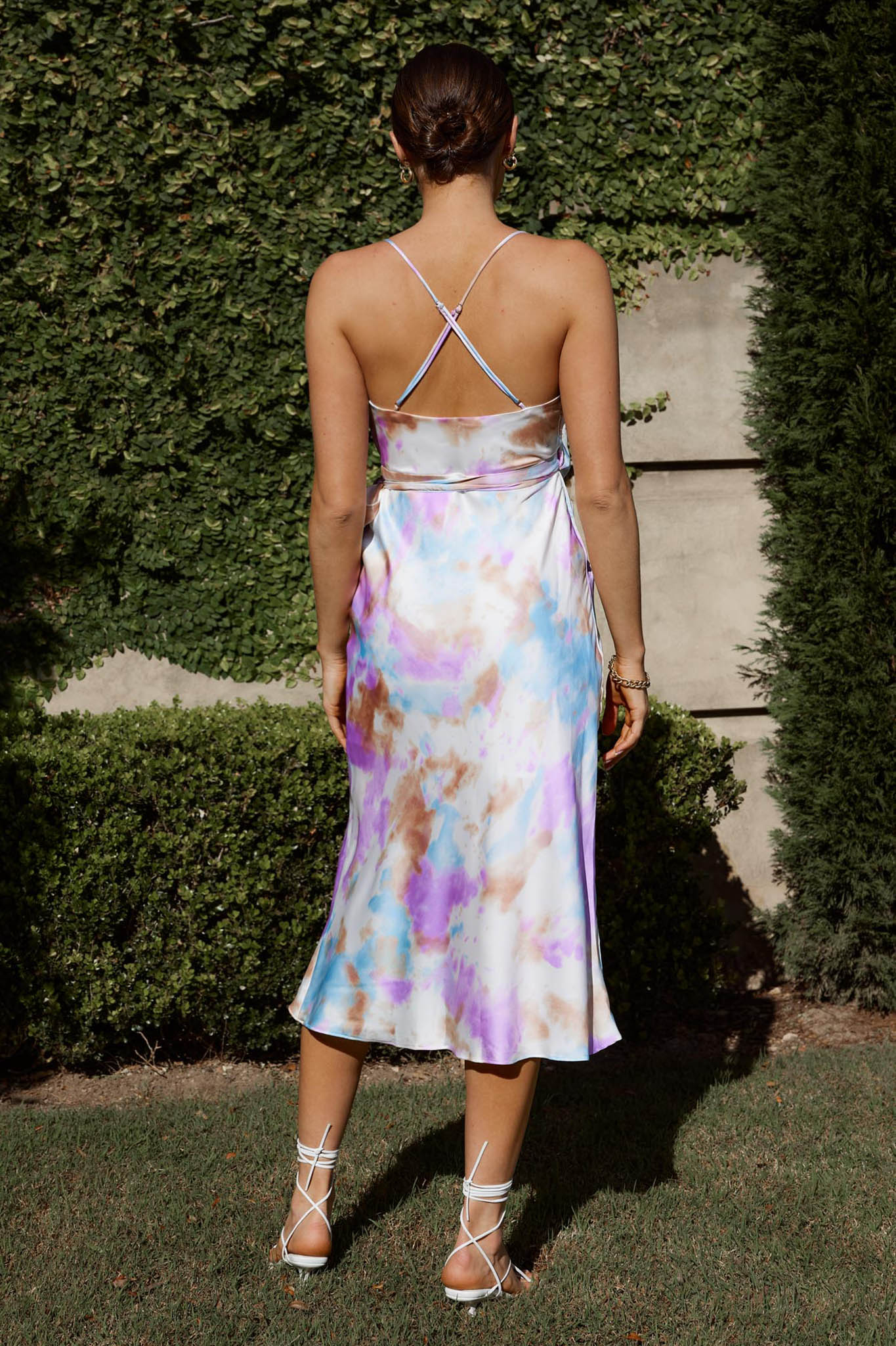 Medellin Side-Tie Wrap Midi Dress Watercolor Multi - Sonourner