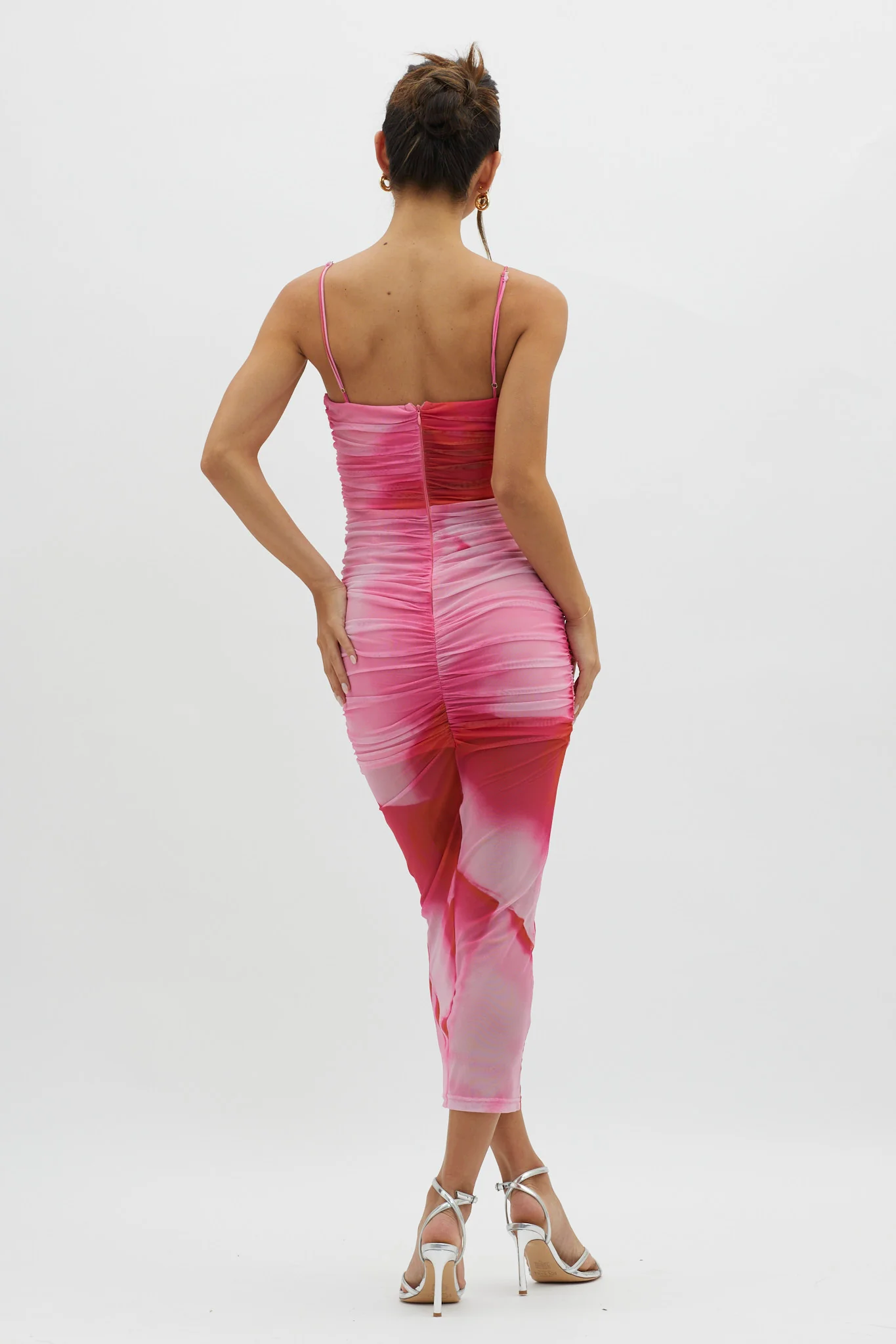 Logan Cami Strap Midi Dress Abstract Pink - Sonourner