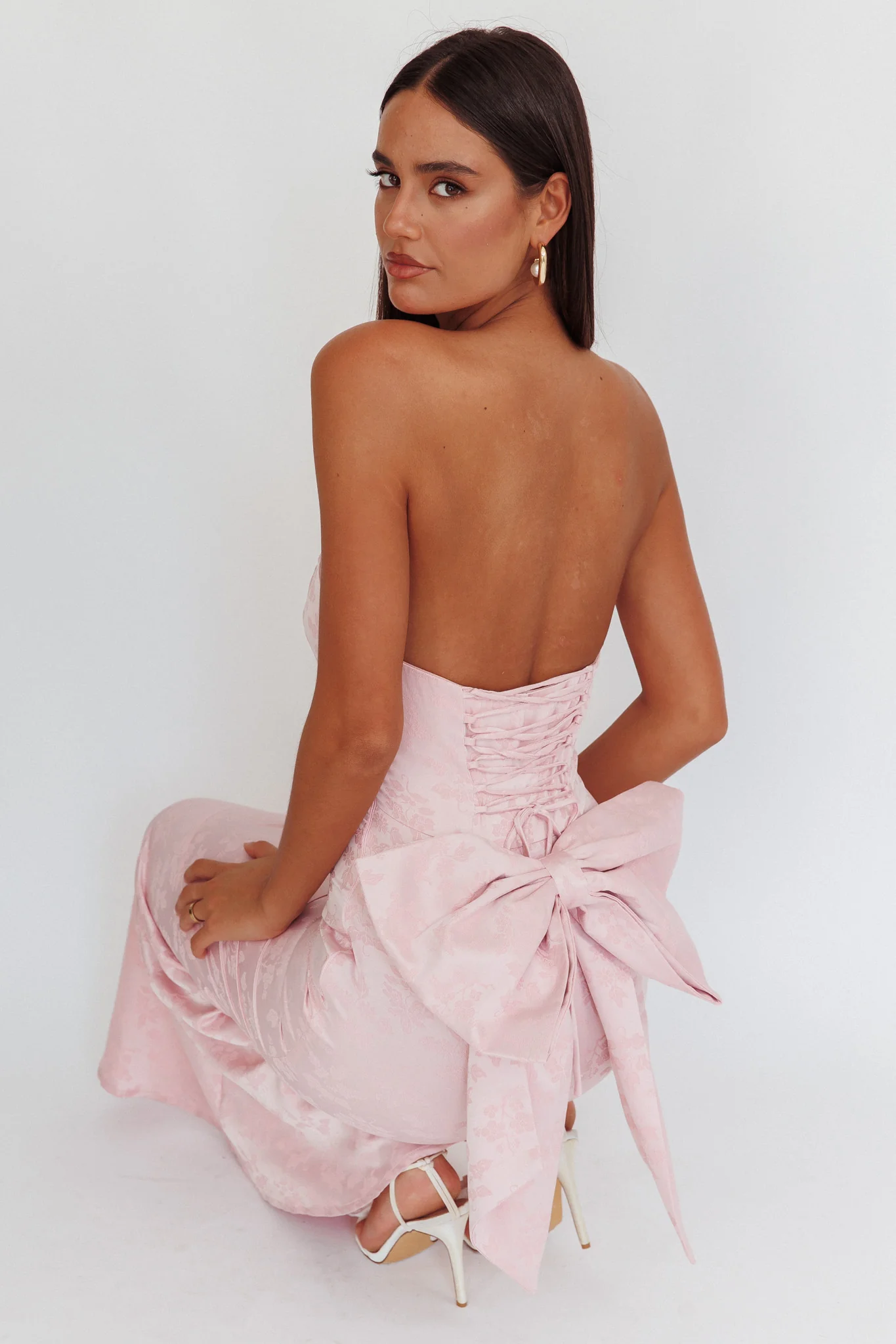 Melty Kisses Bow Back Maxi Dress Pink - Sonourner