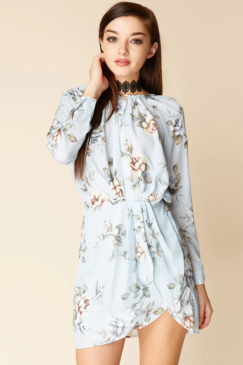 Sabrina Floral Dress Light Blue - Sonourner