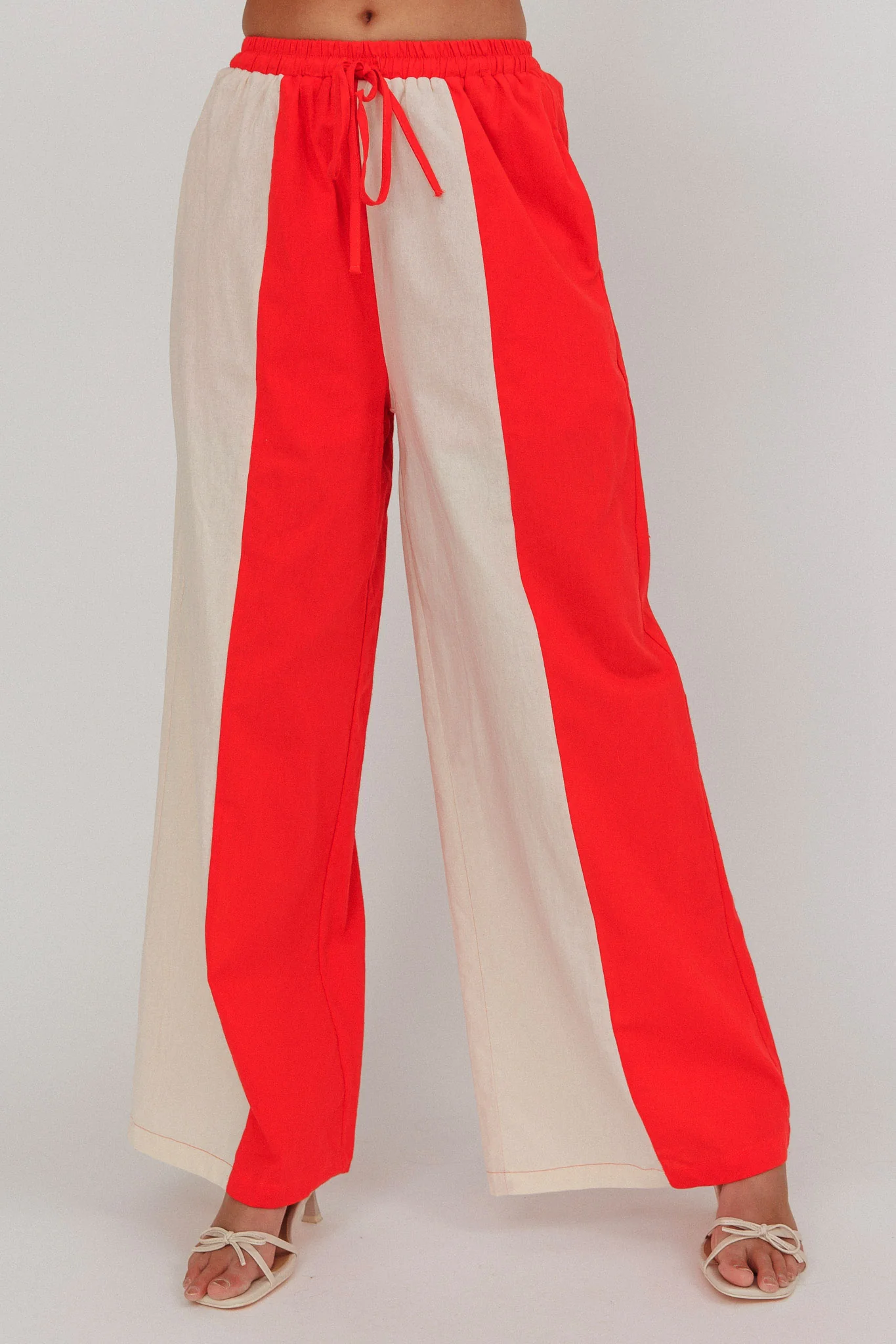 Dream Girl Contrast Wide Leg Pant Tomato Red - Sonourner
