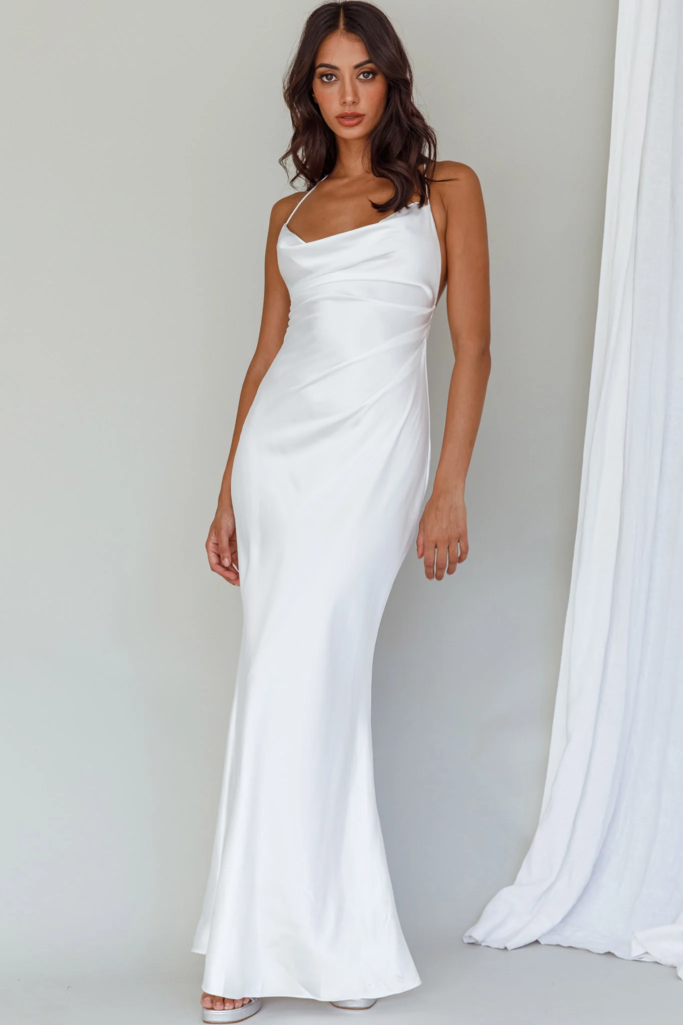 Palma Low Back Strappy Maxi Dress White - Sonourner
