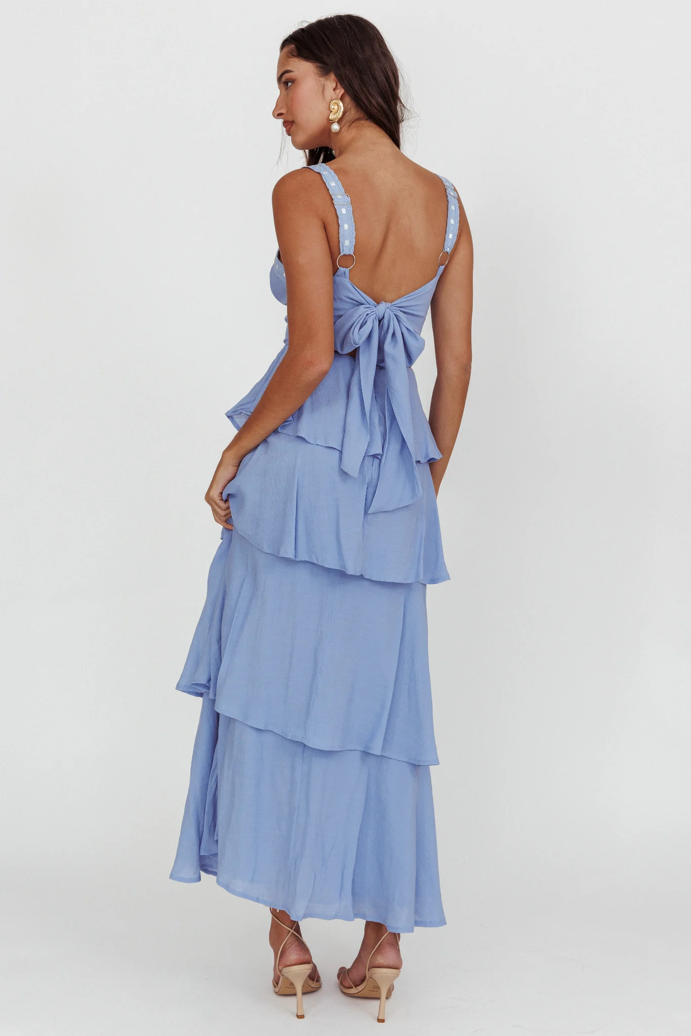 Provence Bloom Tiered Ruffle Maxi Dress Blue - Sonourner