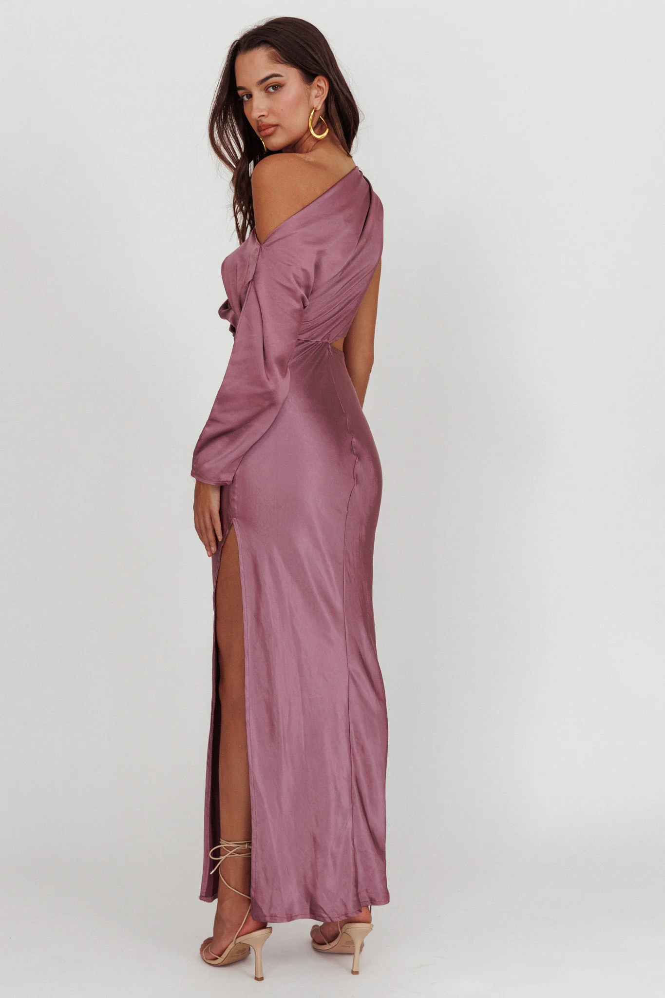See You Again One Sleeve Maxi Dress Grape - Sonourner