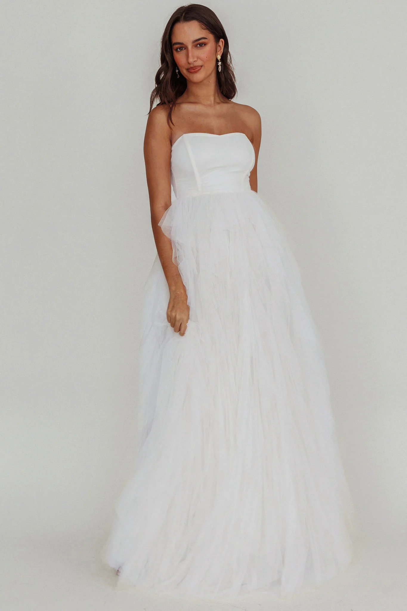 Rori Tulle Cascade Maxi Dress White - Sonourner