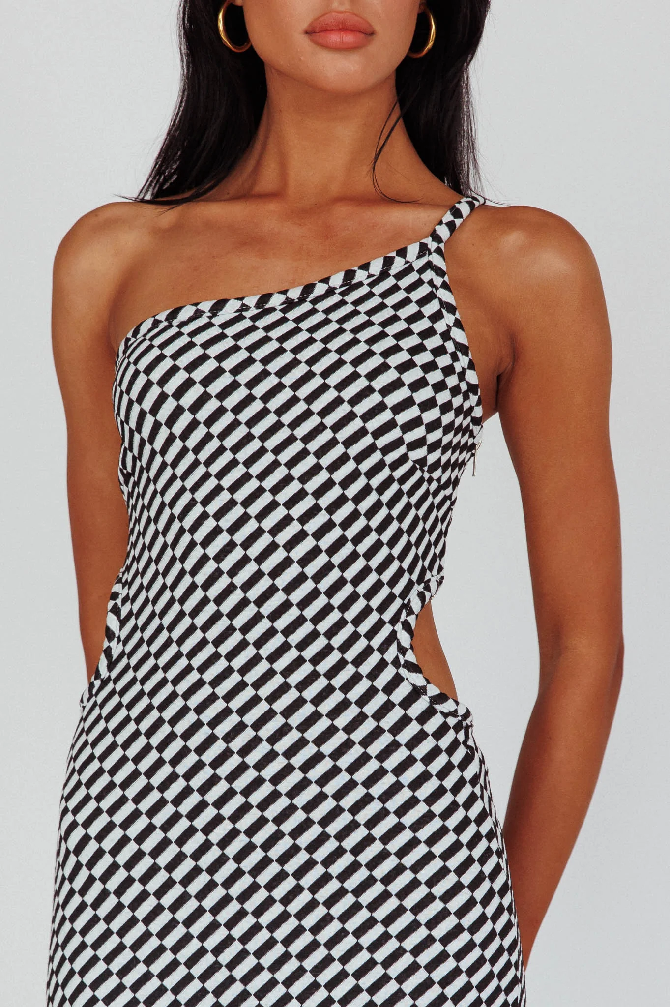 Cinzia One-Shoulder Cut-Out Midi Dress Black - Sonourner