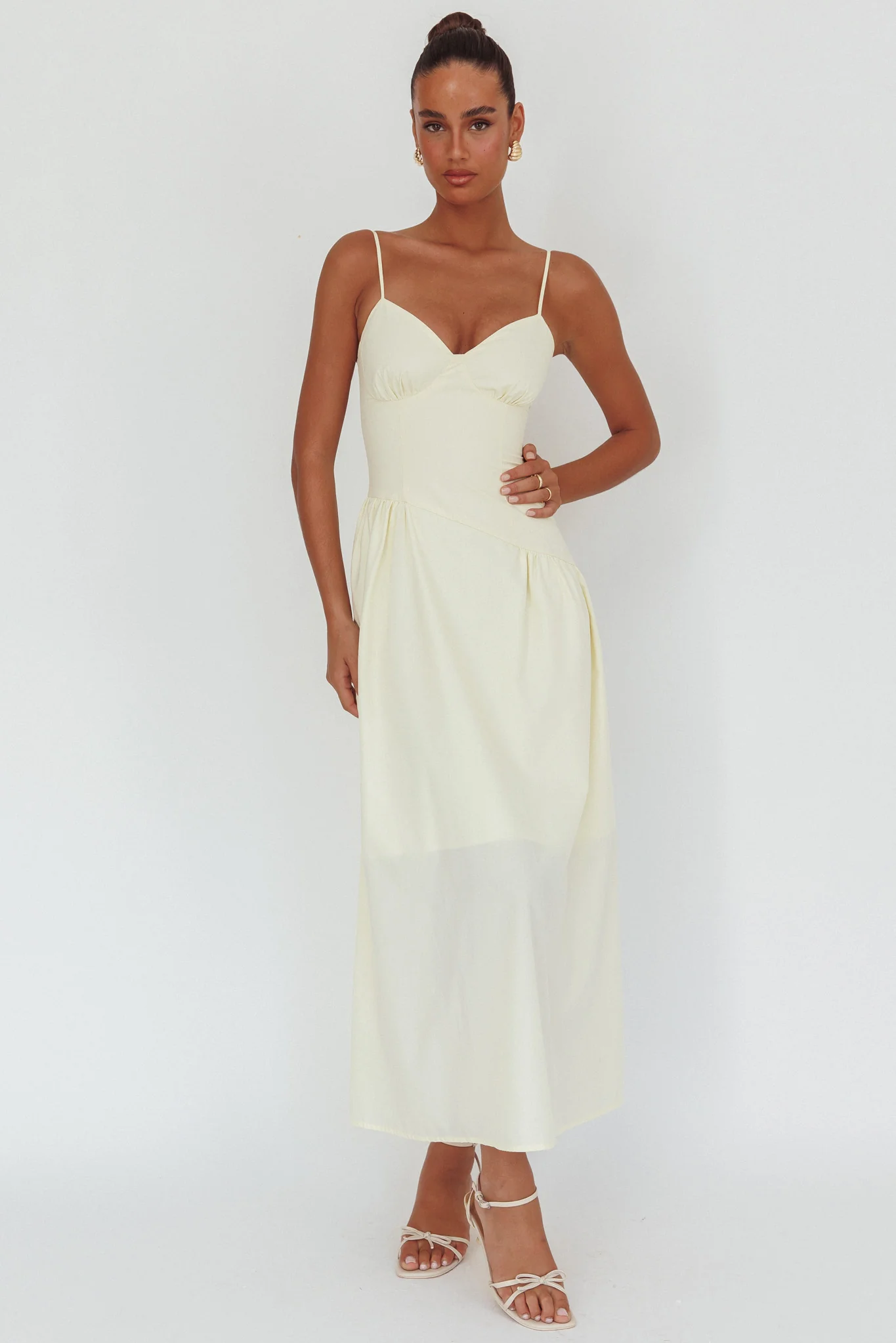 Honey Baby Diagonal Waist Maxi Dress Butter - Sonourner