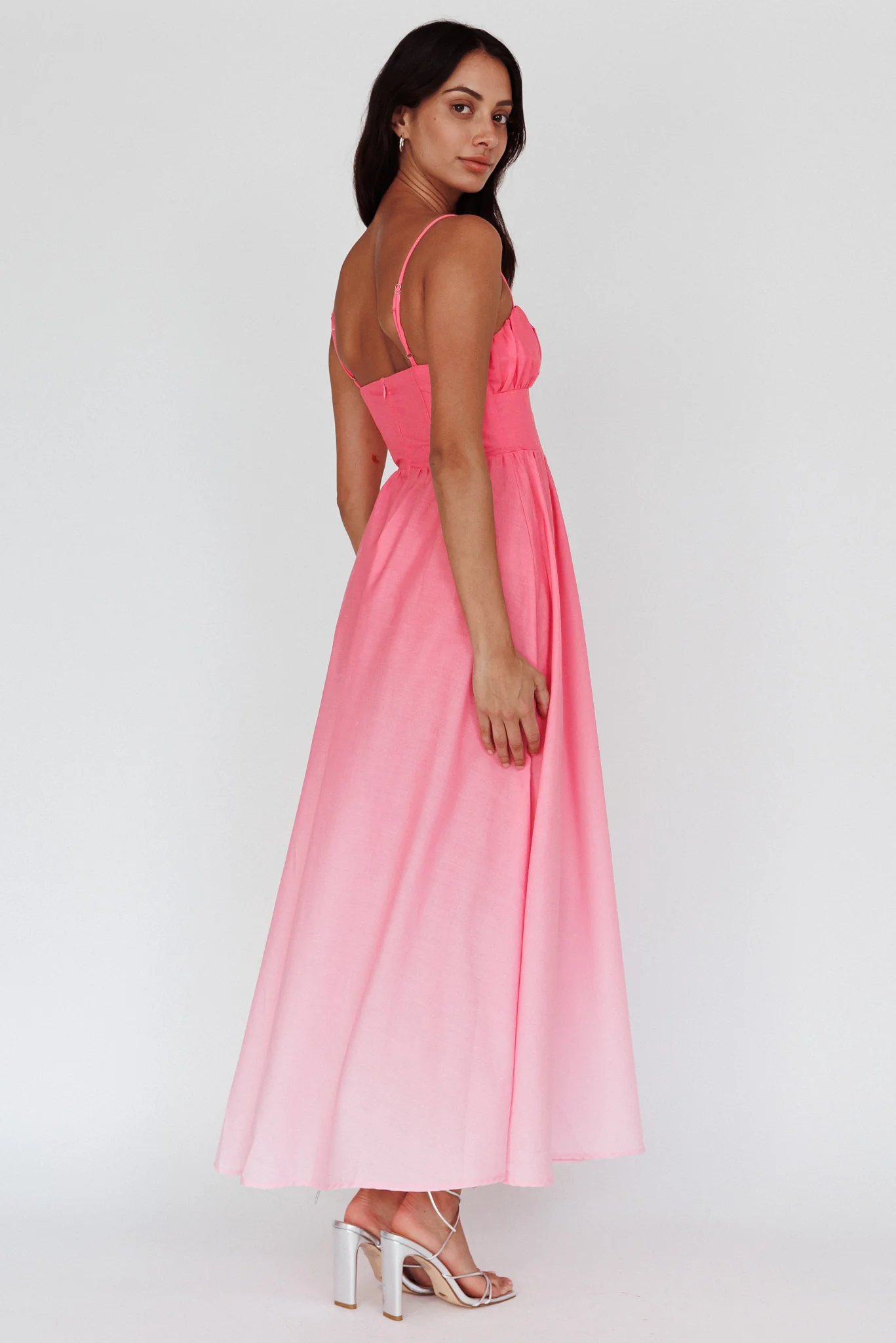Clarabelle Gathered Bust Maxi Dress Gradient Pink - Sonourner