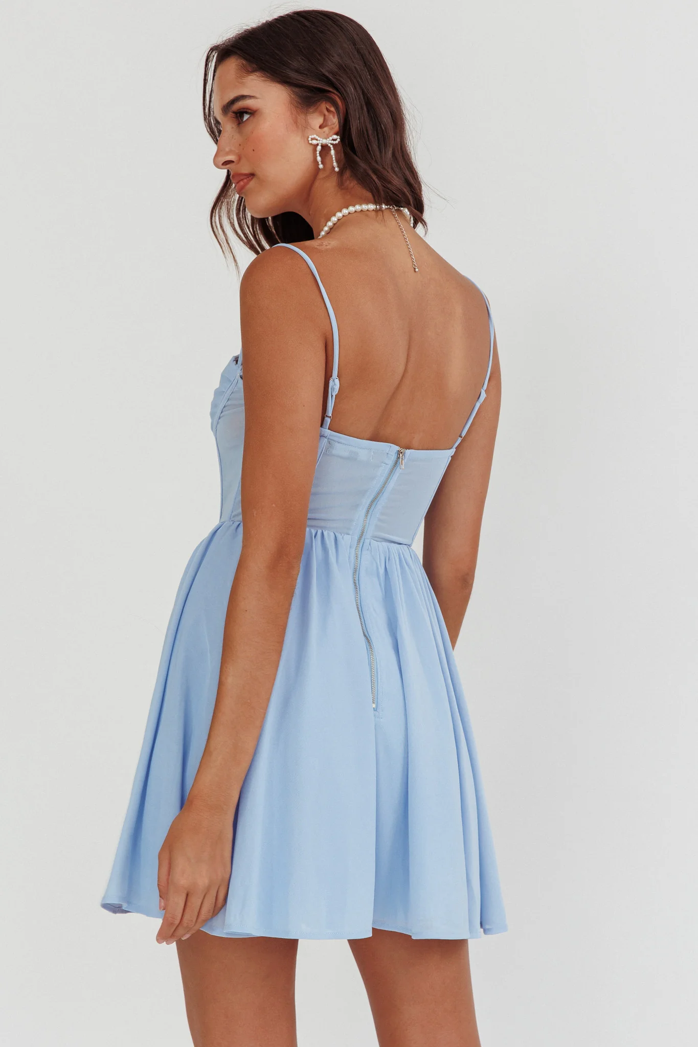 Lovers High Bustier Mini Dress Powder Blue - Sonourner