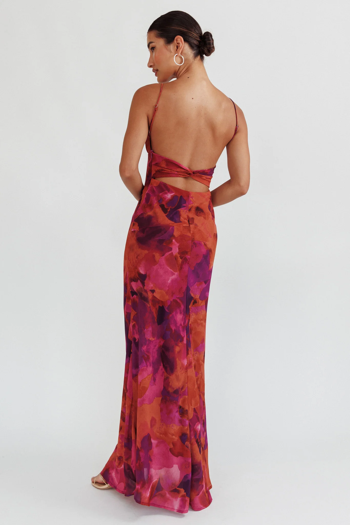 Nerida Low Back Twist Maxi Dress Dark Rose - Sonourner