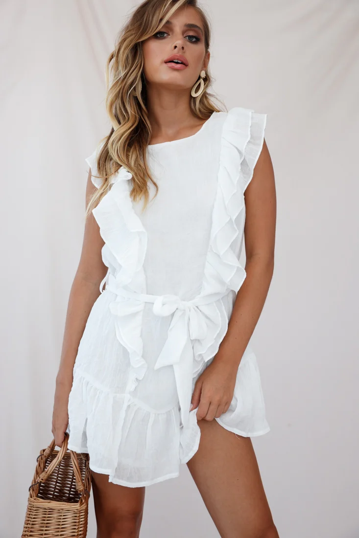 Easy Breezy Sleeveless Swing Dress White - Sonourner