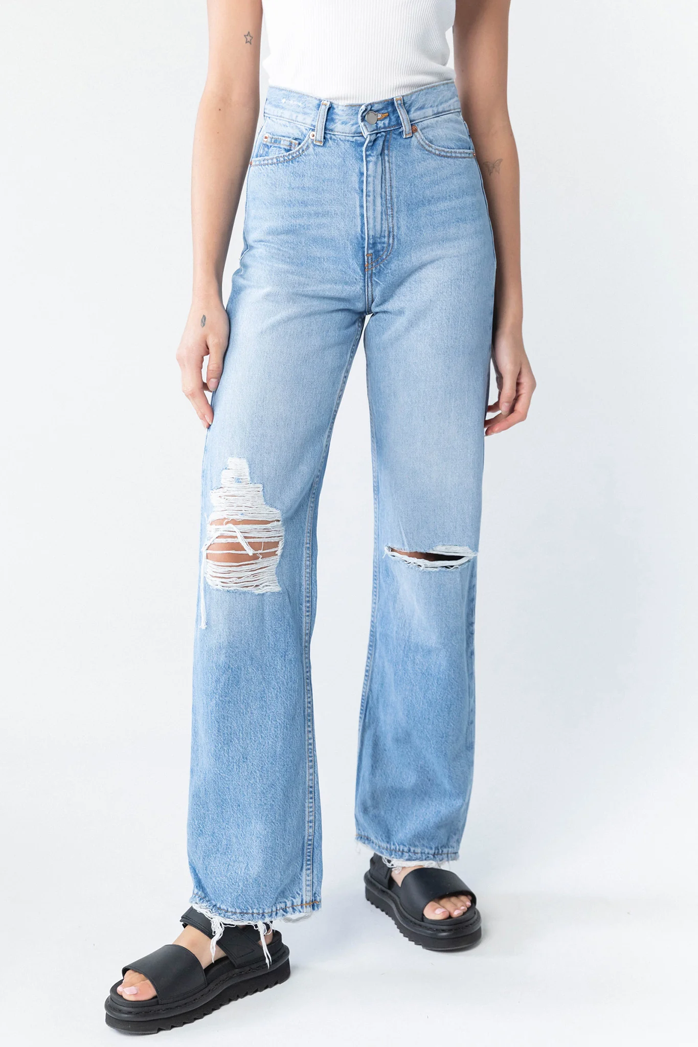 DR DENIM Echo Jeans Empress Sky Blue Rip - Sonourner