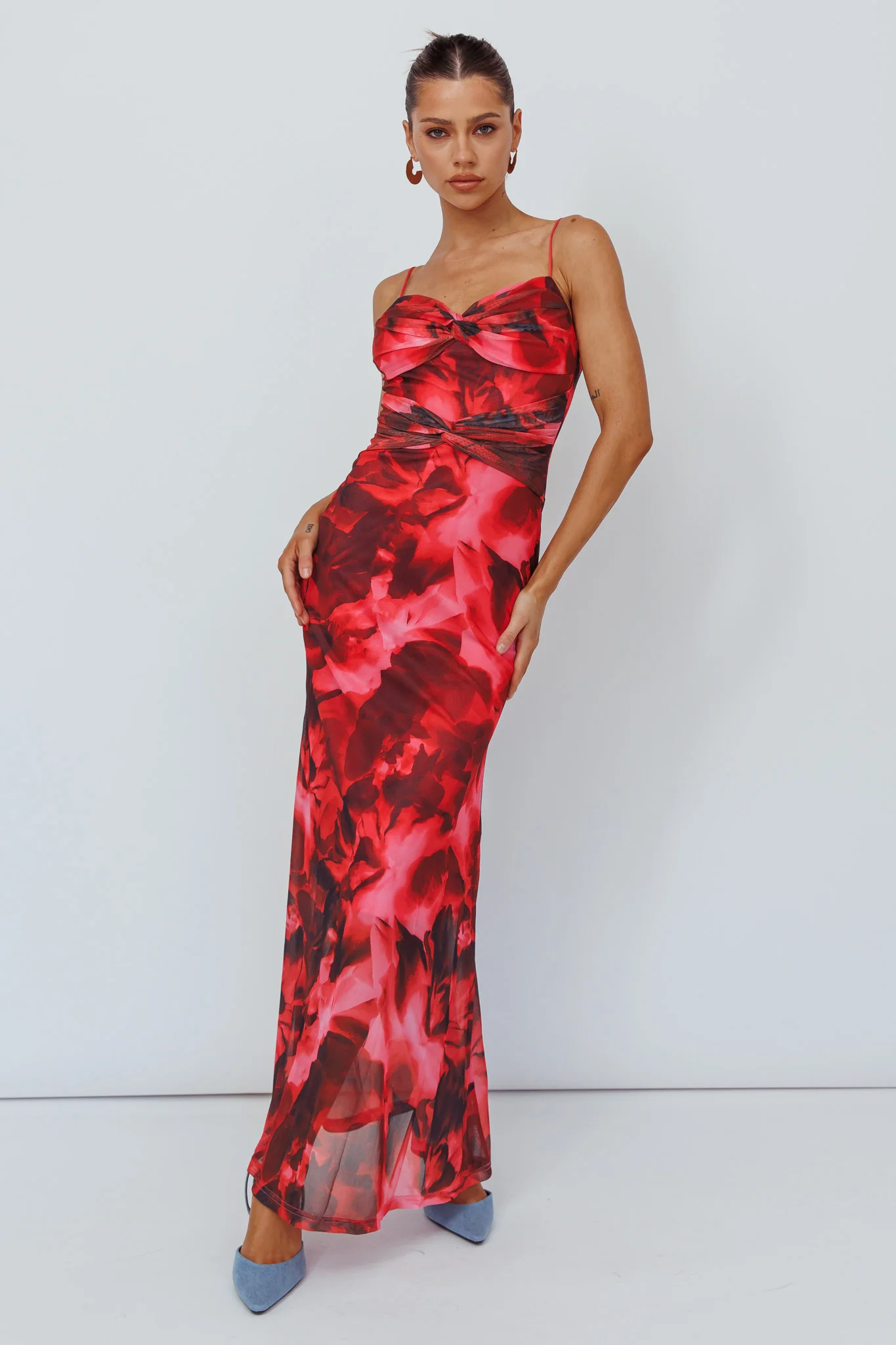 Beulah Twist Bodice Maxi Dress Floral Pink - Sonourner