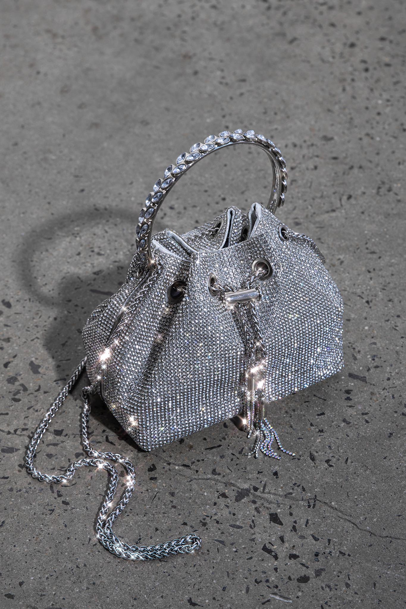 Hannah Diamante Bucket Bag Silver - Sonourner