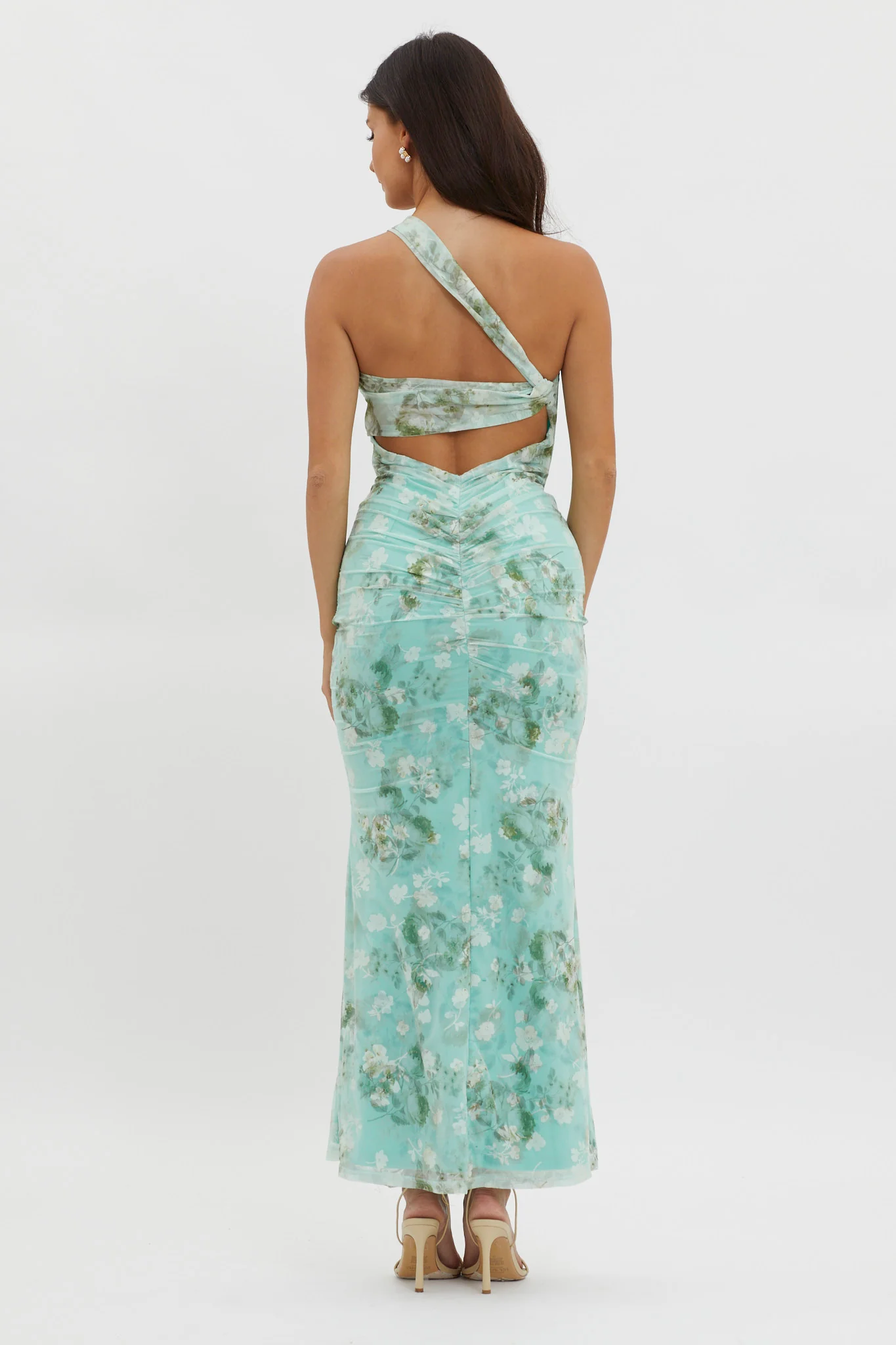 Tatum One-Shoulder Mesh Maxi Dress Sage - Sonourner