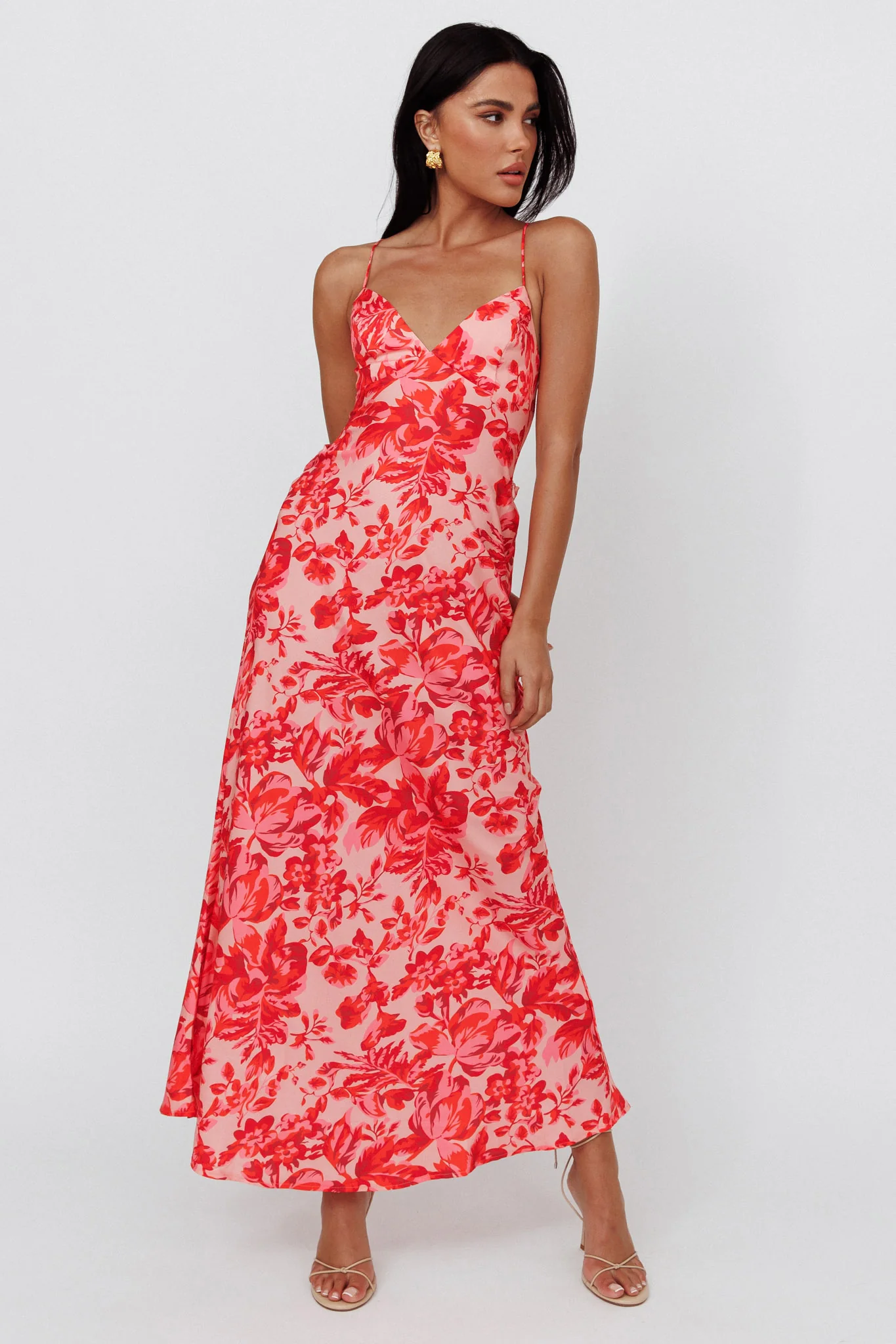 True Divine Strappy Back Maxi Dress Floral Fire - Sonourner