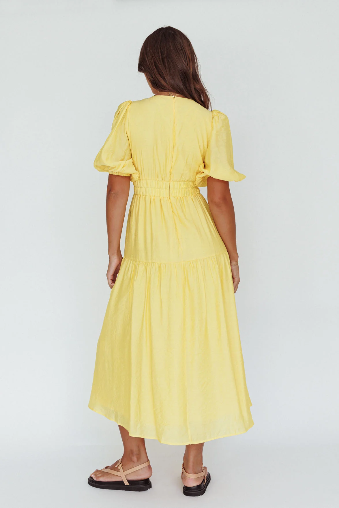 Summer Land V-Neckline Midi Dress Butter - Sonourner