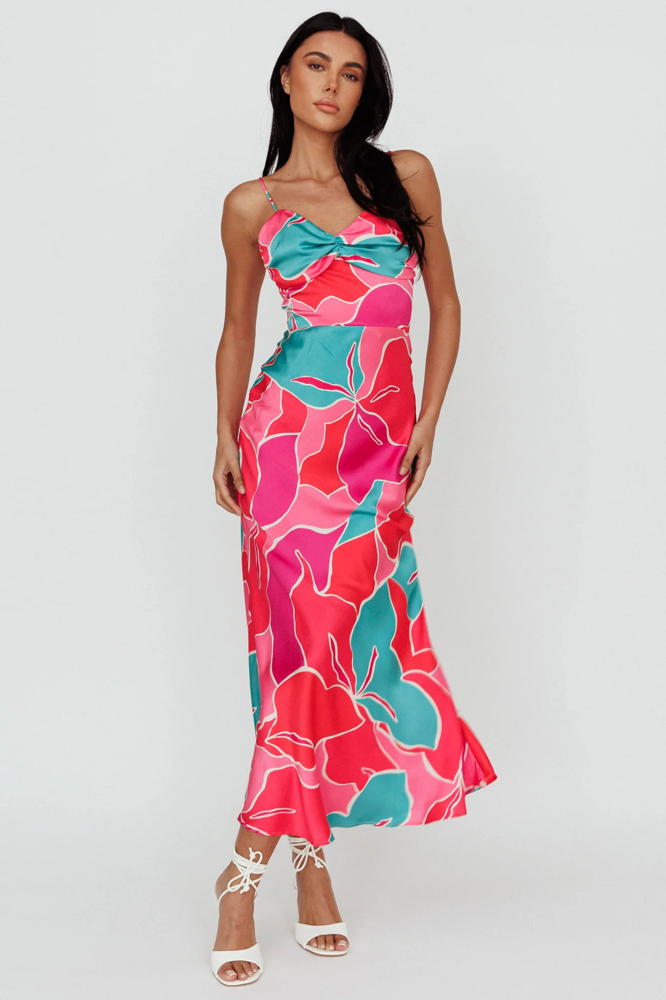 Hula Sweetheart Midi Dress Floral Red - Sonourner